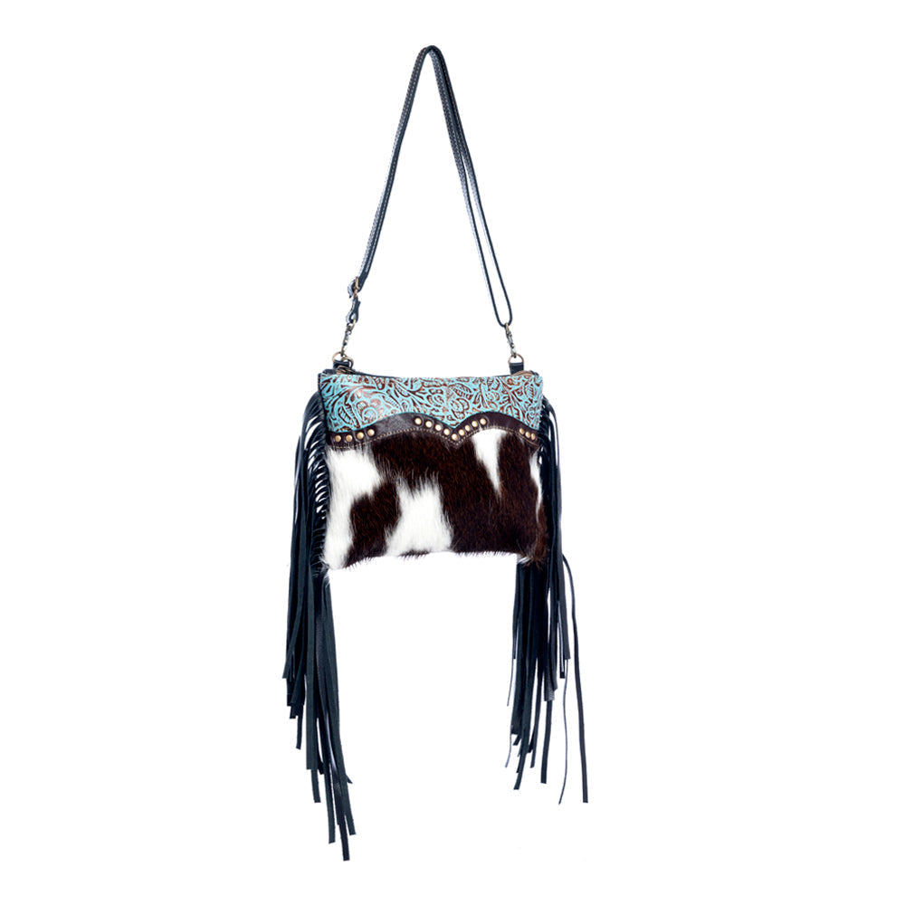 Myra Mescalaro Hill Bag for Women with leather and hairon in coal