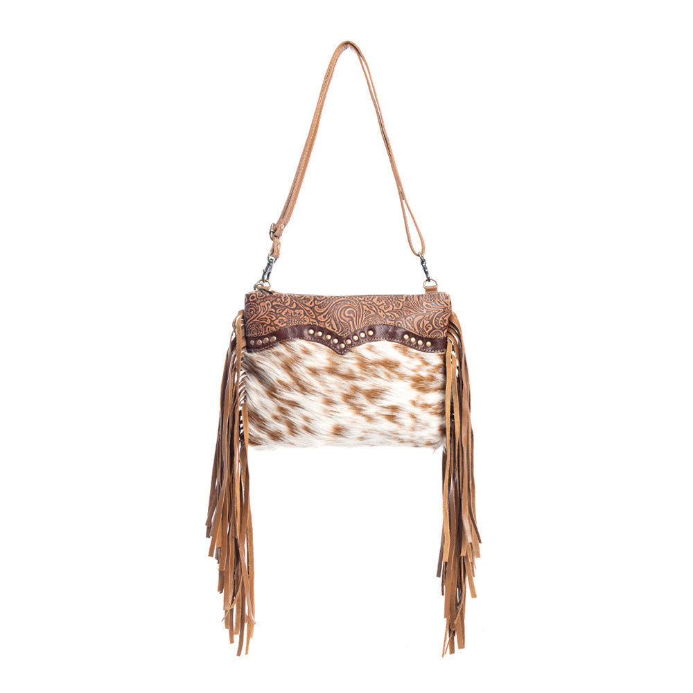 Myra Mescalaro Hill Bag for Women with leather and hairon in warm caramel for everyday use