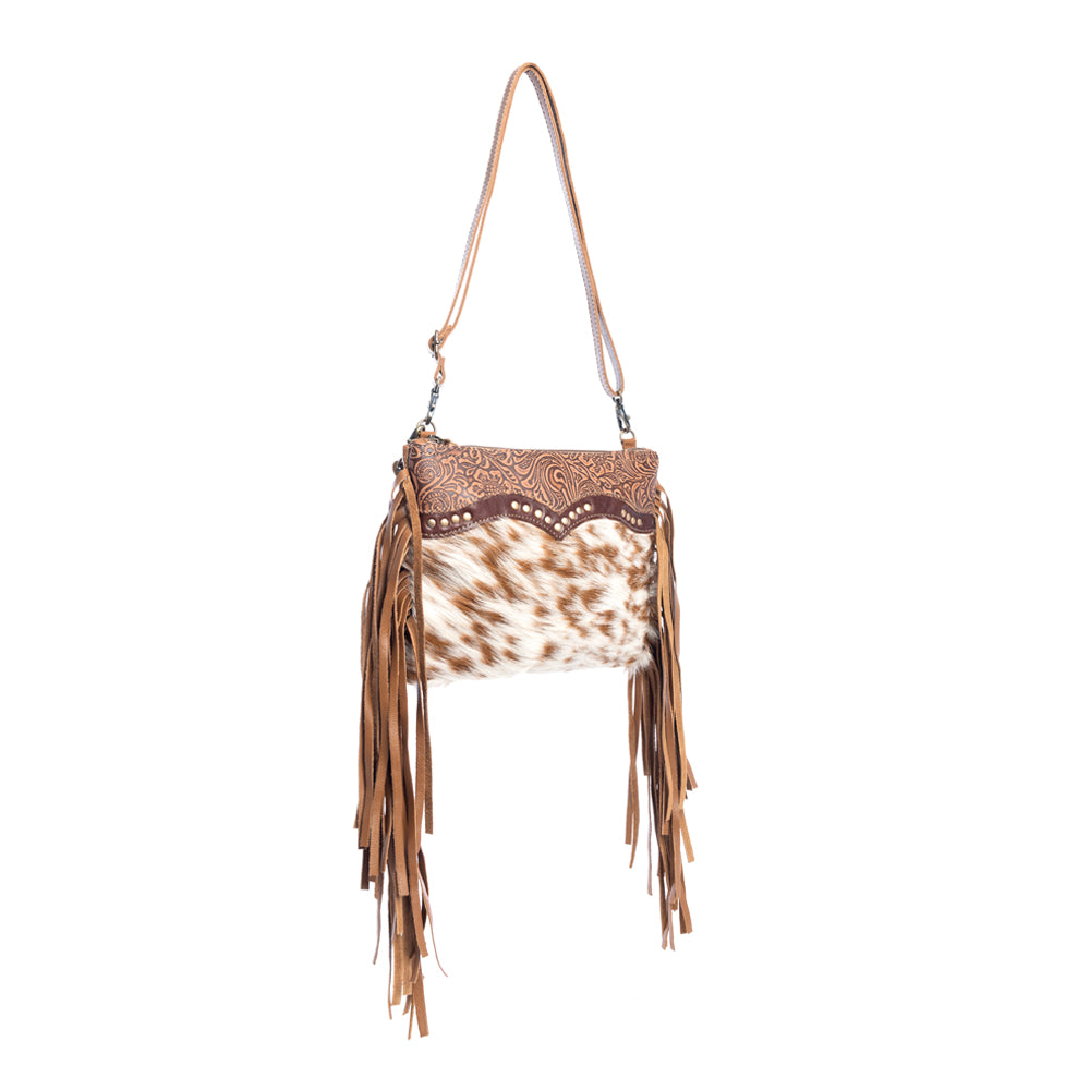 Myra Mescalaro Hill Bag for Women with leather and hairon in warm caramel for everyday use