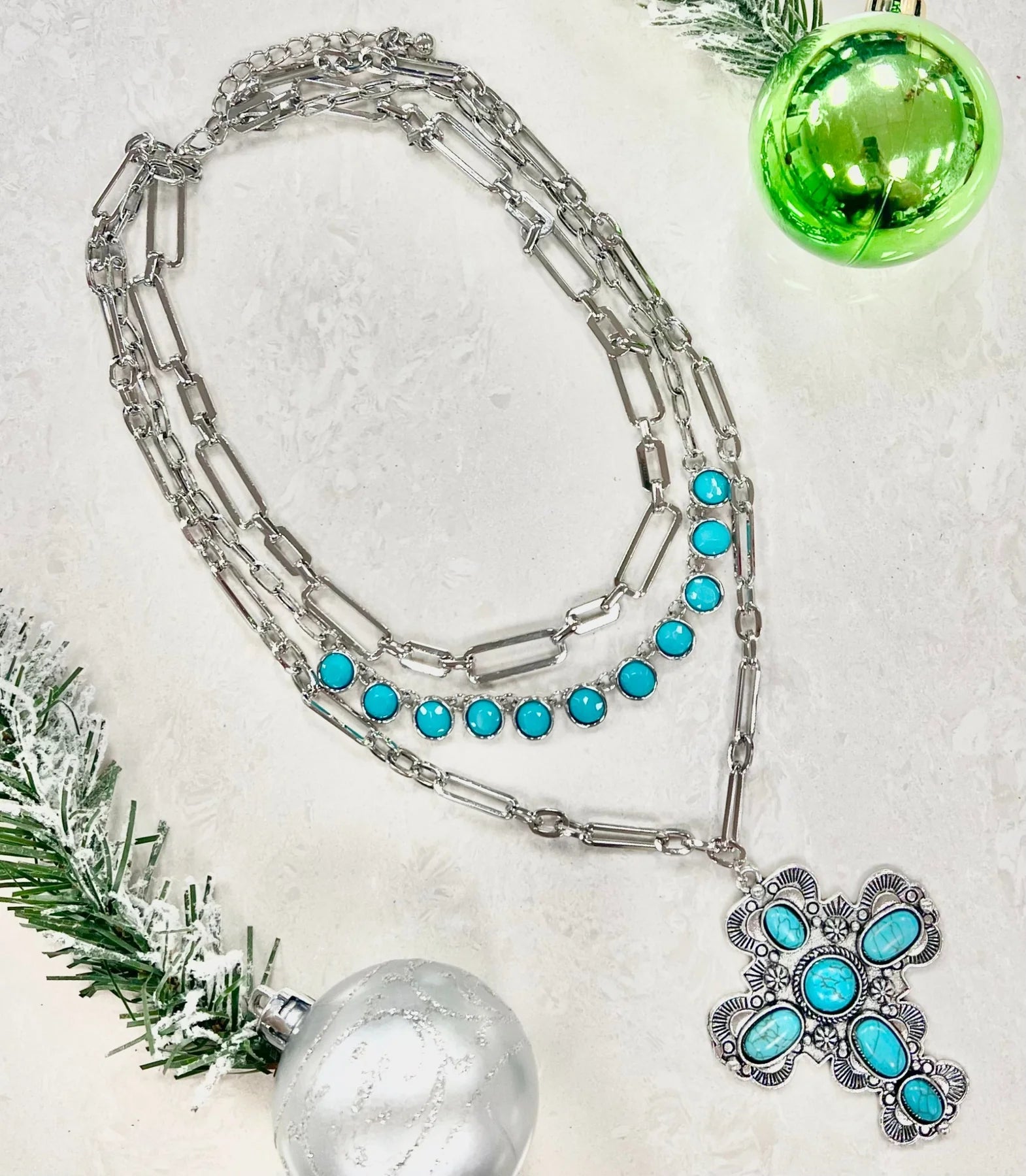 Let’s get holy layered necklace with cross pendant