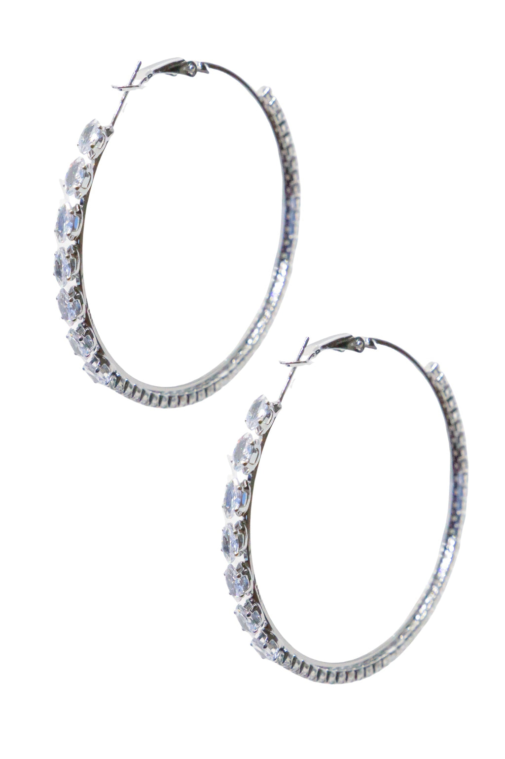 Large Silver Hoop with Crystal