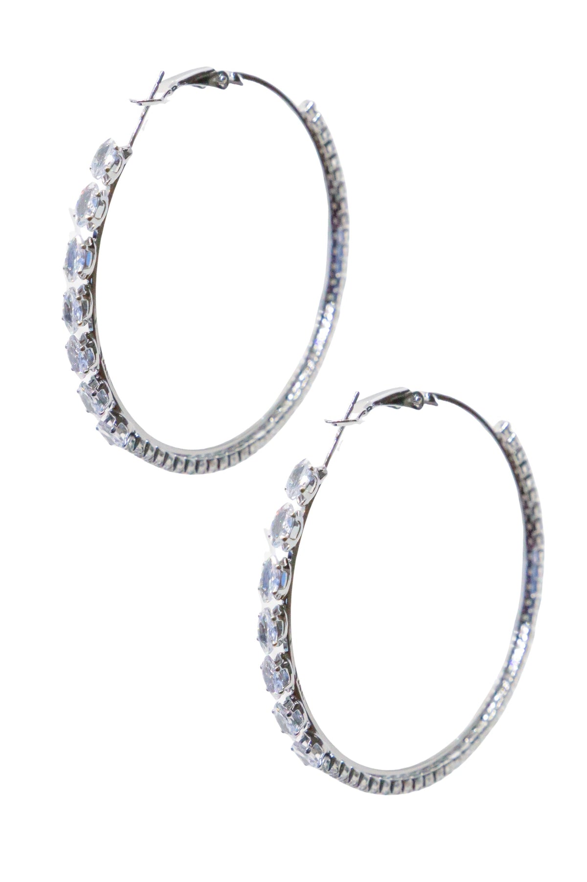 Large Silver Hoop with Crystal