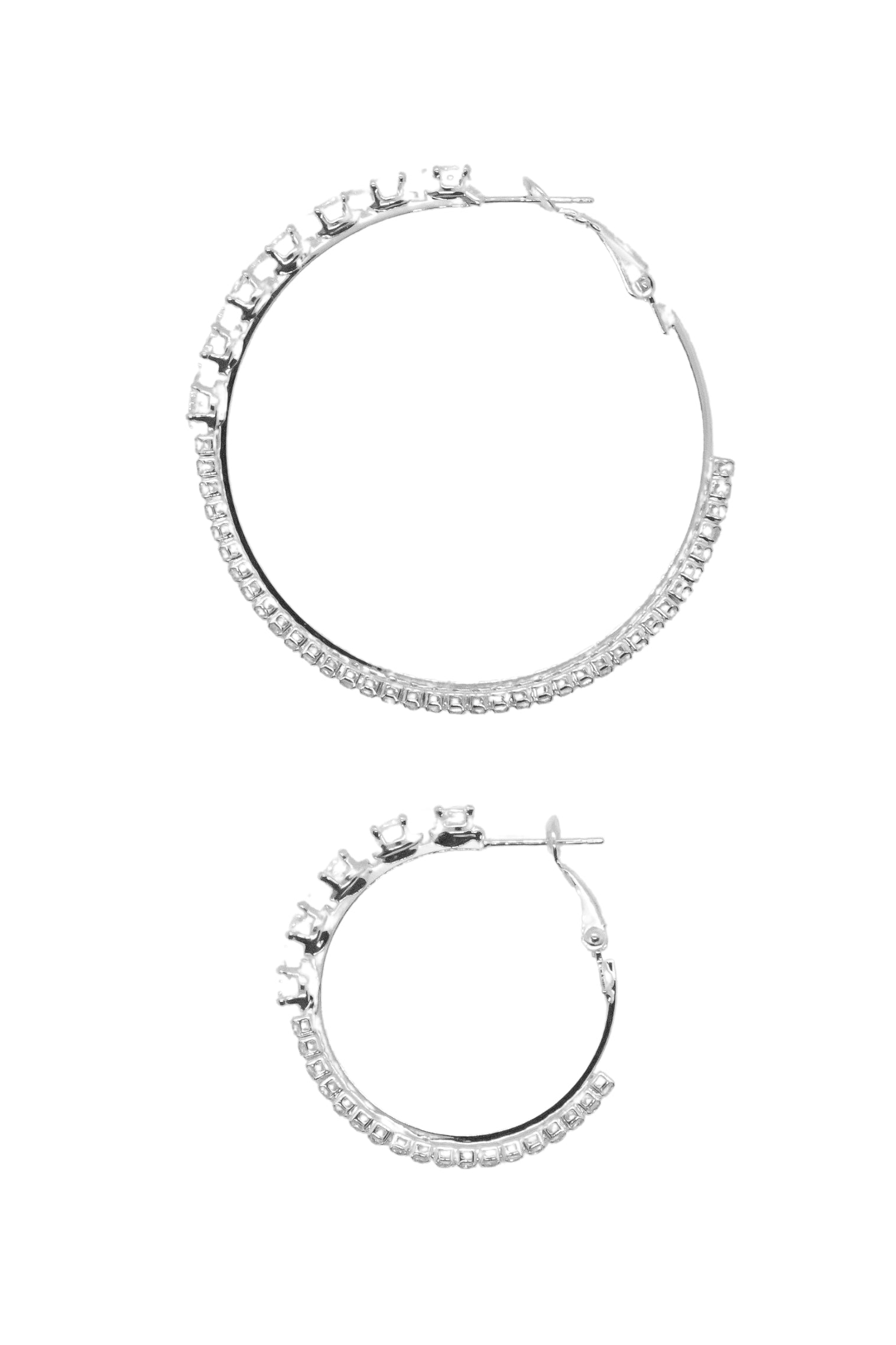 Large Silver Hoop with Crystal