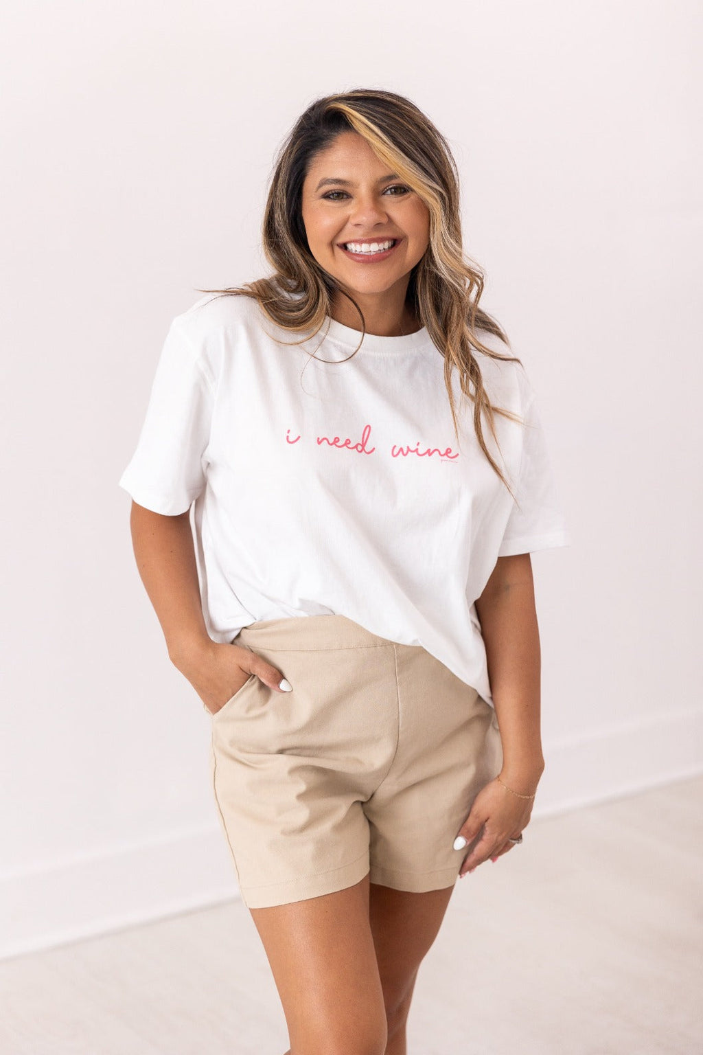I Need Wine On White True Fit Tee