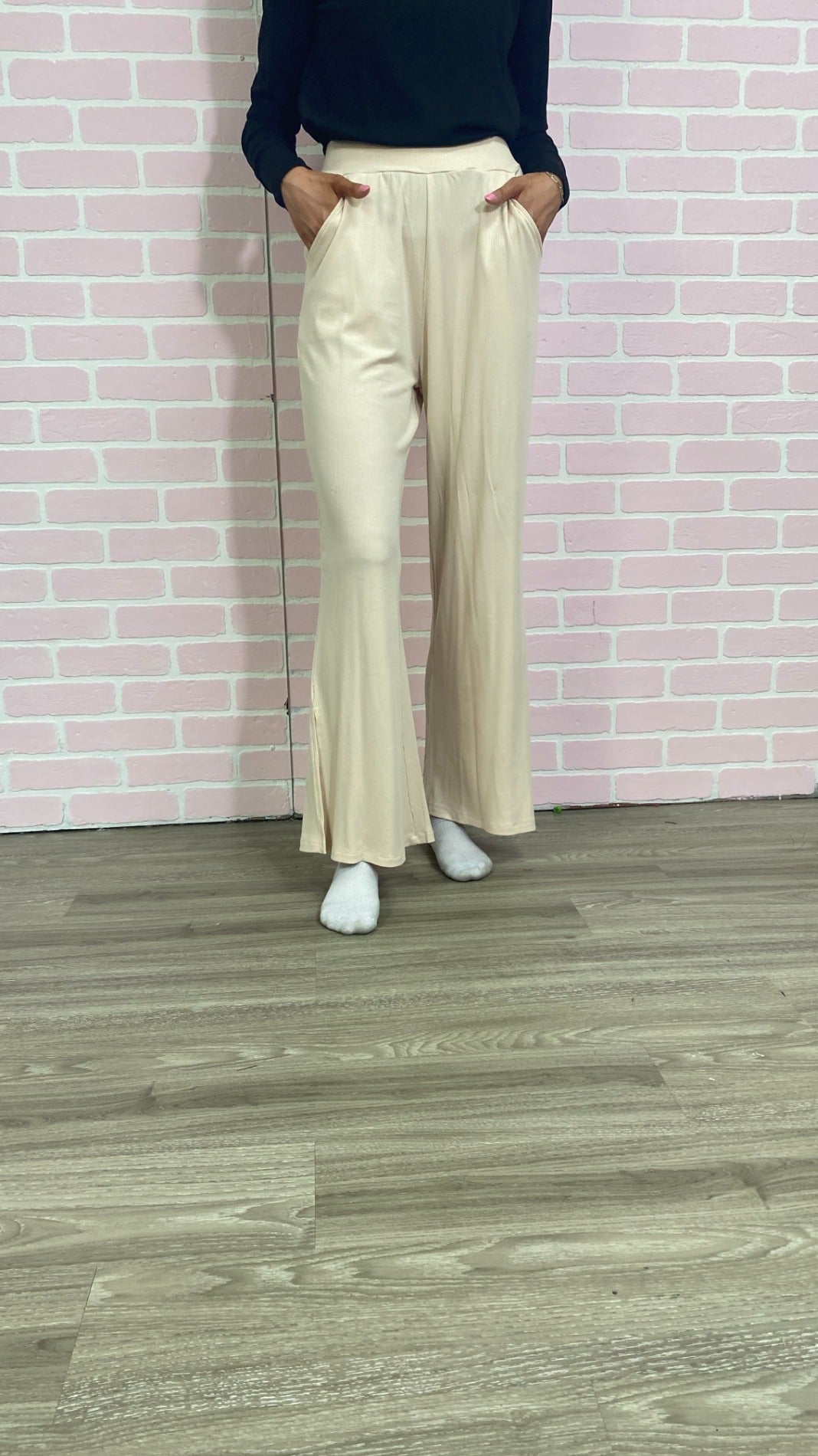 Ribbed Lounge Pants, Ivory