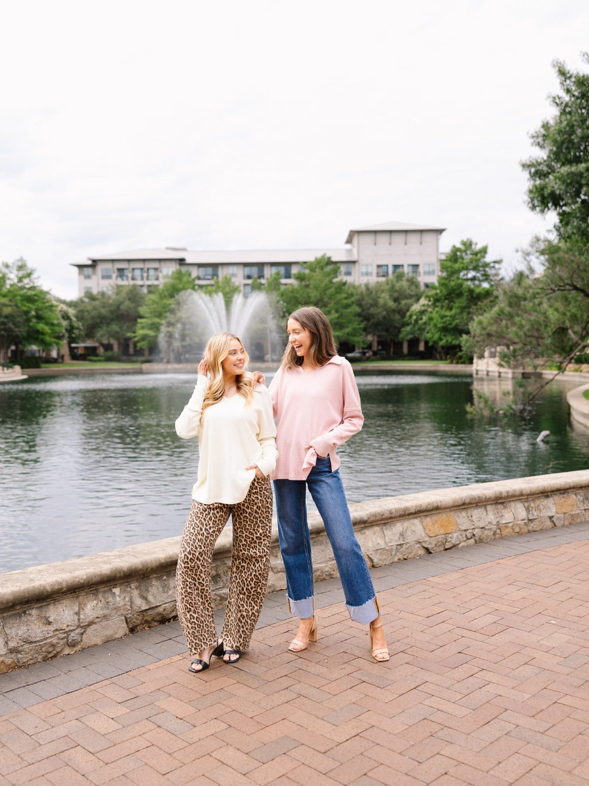 Waffle Knit Top, Pink