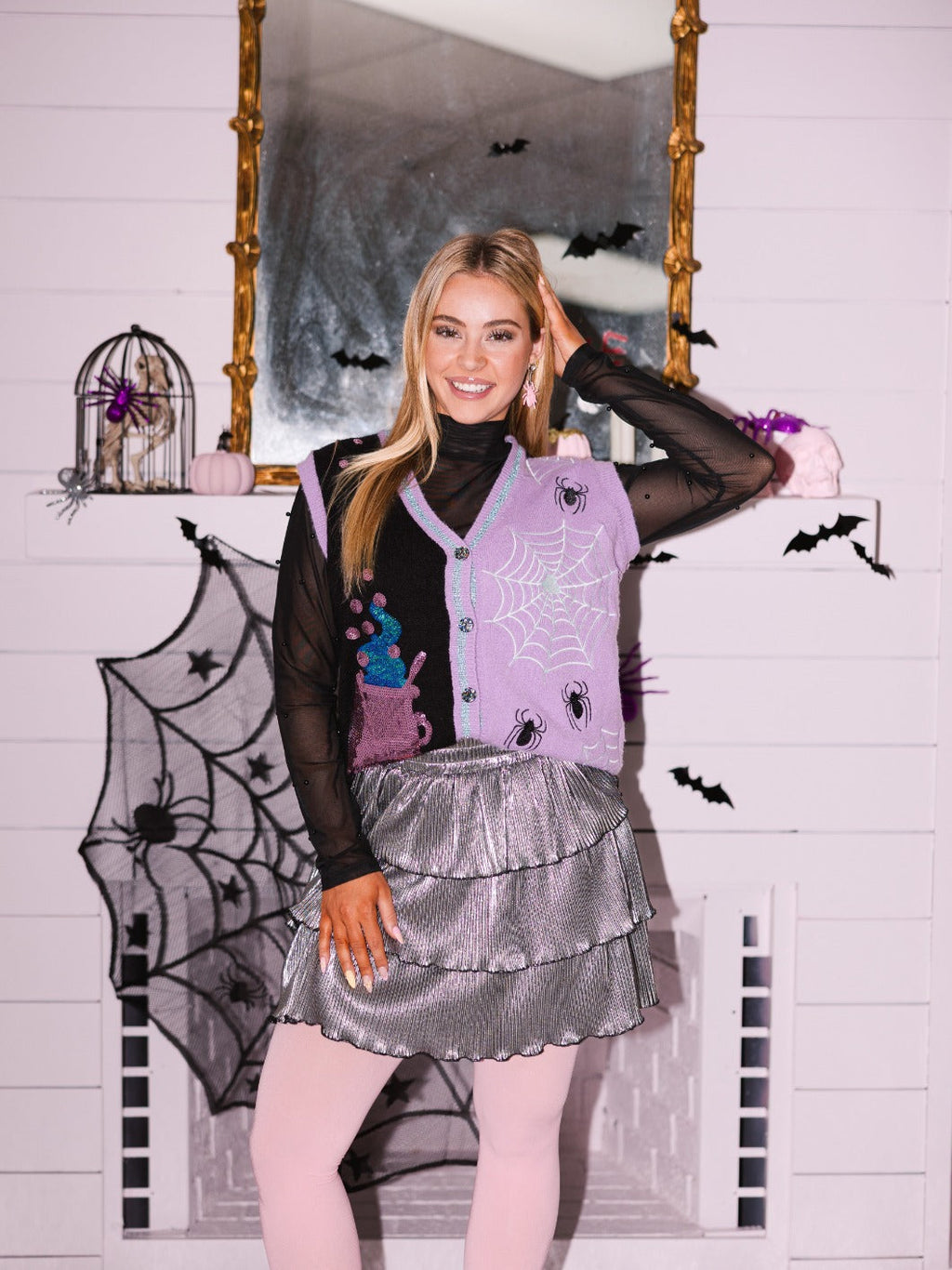 Silver Shimmer Ruffle Skort