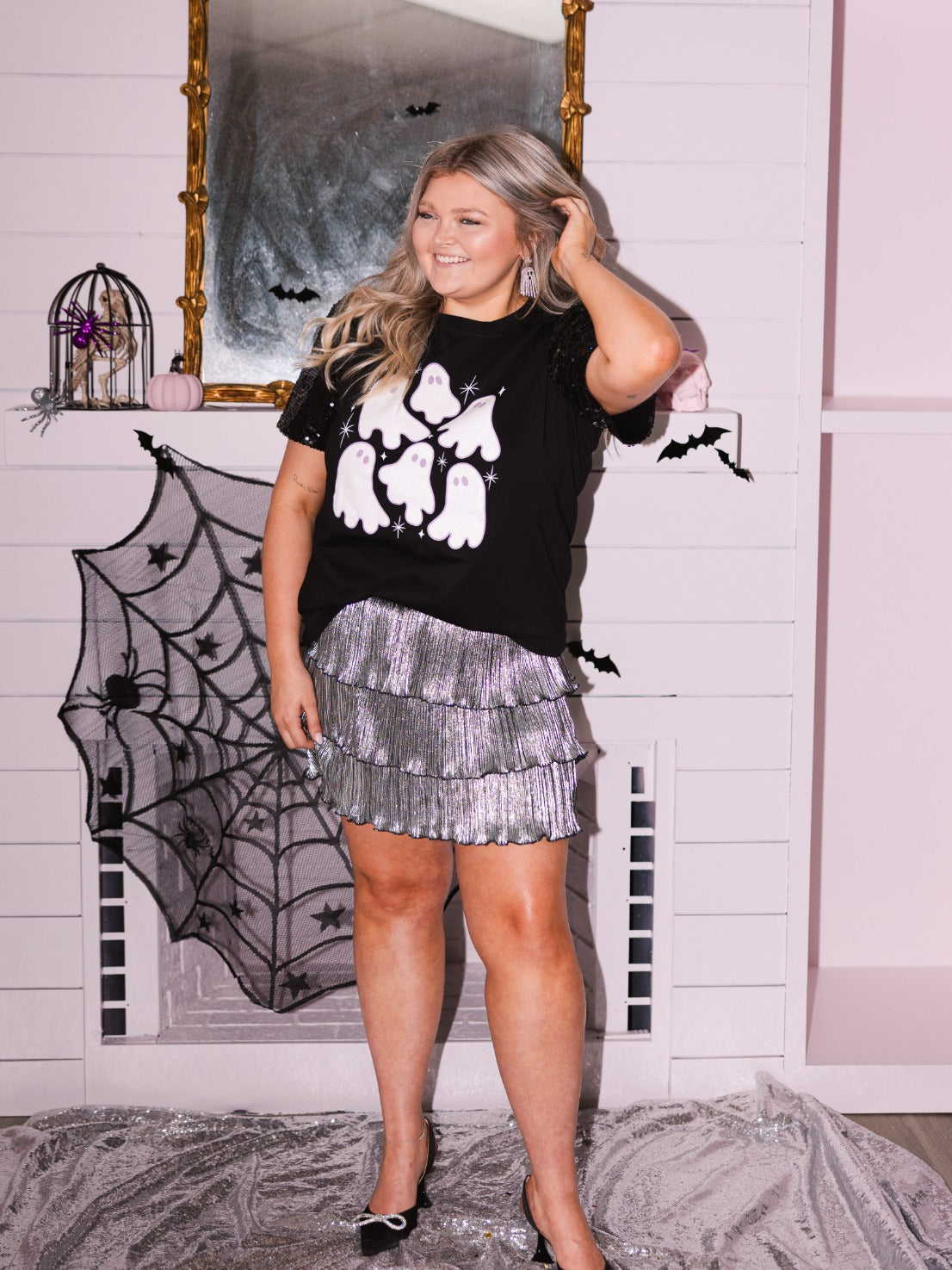 Silver Shimmer Ruffle Skort