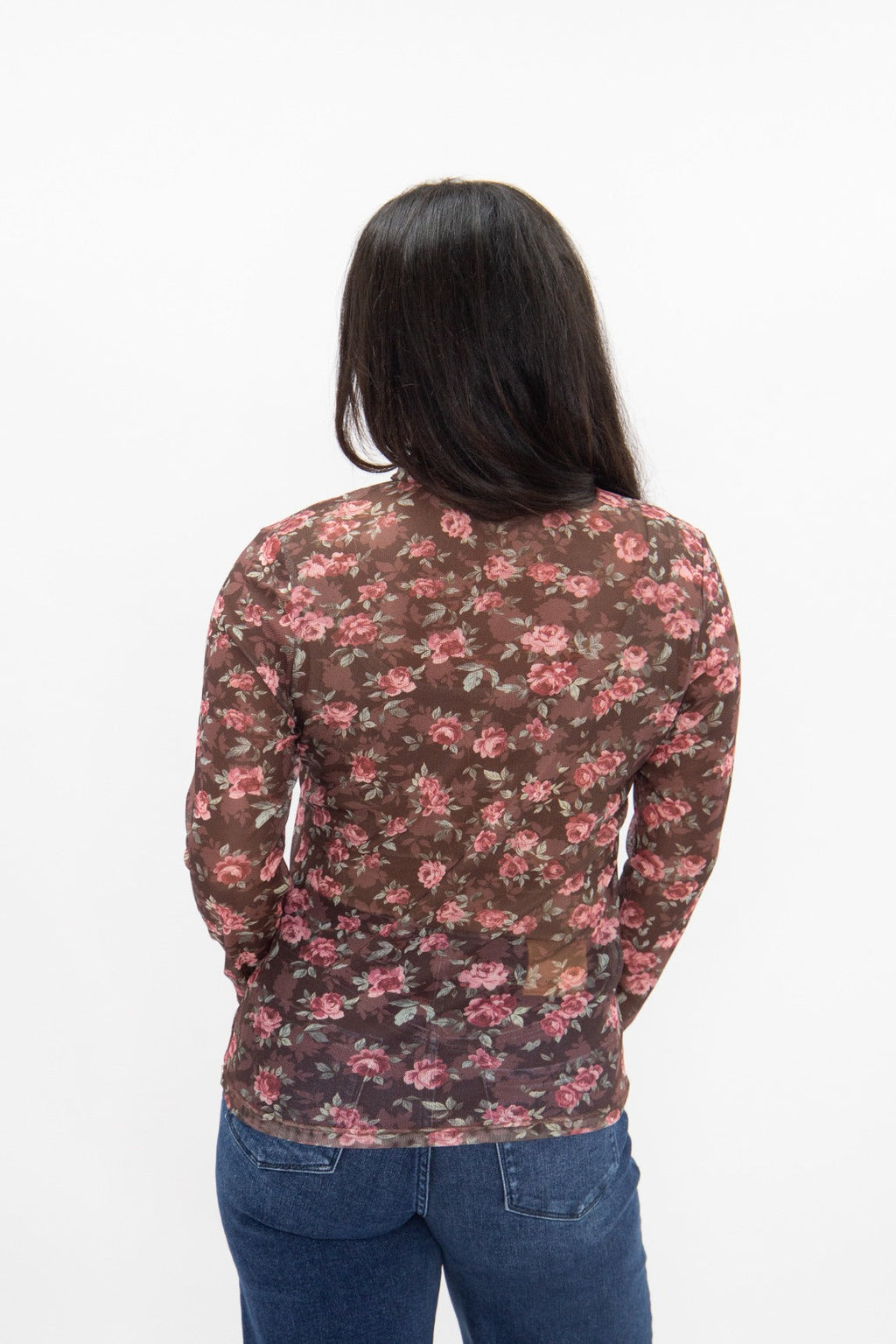 Mock Neck Mesh Top, Floral