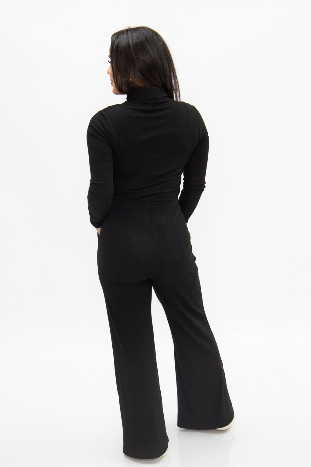 Ribbed Mock Neck, Black