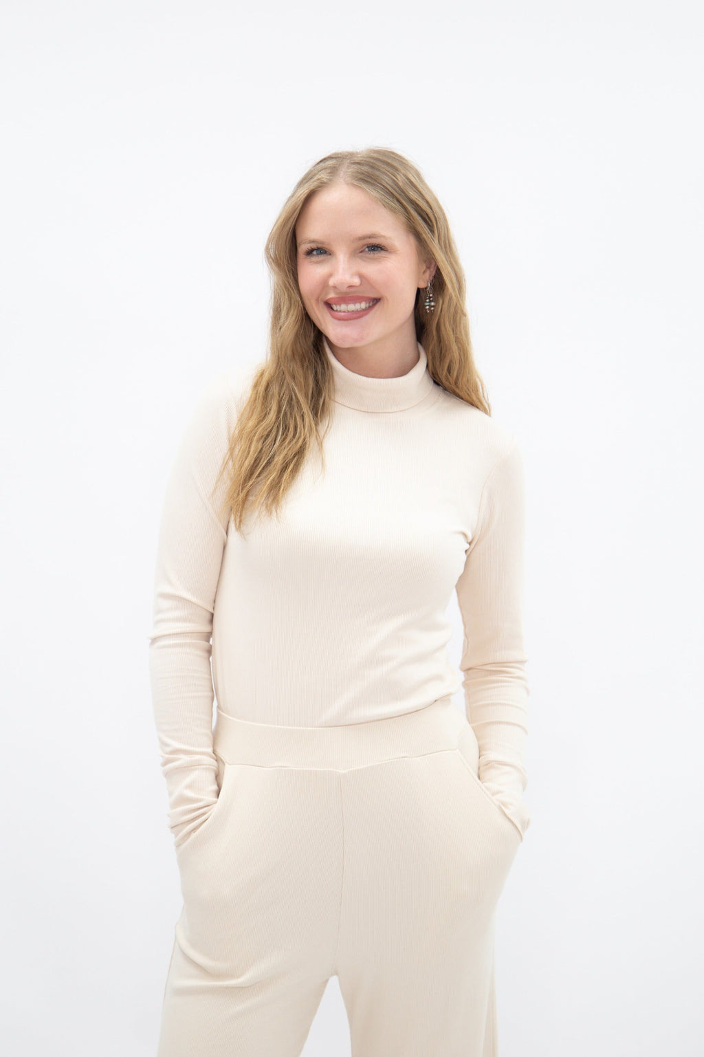 Ribbed Mock Neck, Ivory