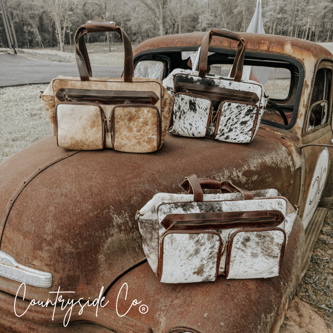 Saddlemen Carry All Cowhide Duffle Travel Bag