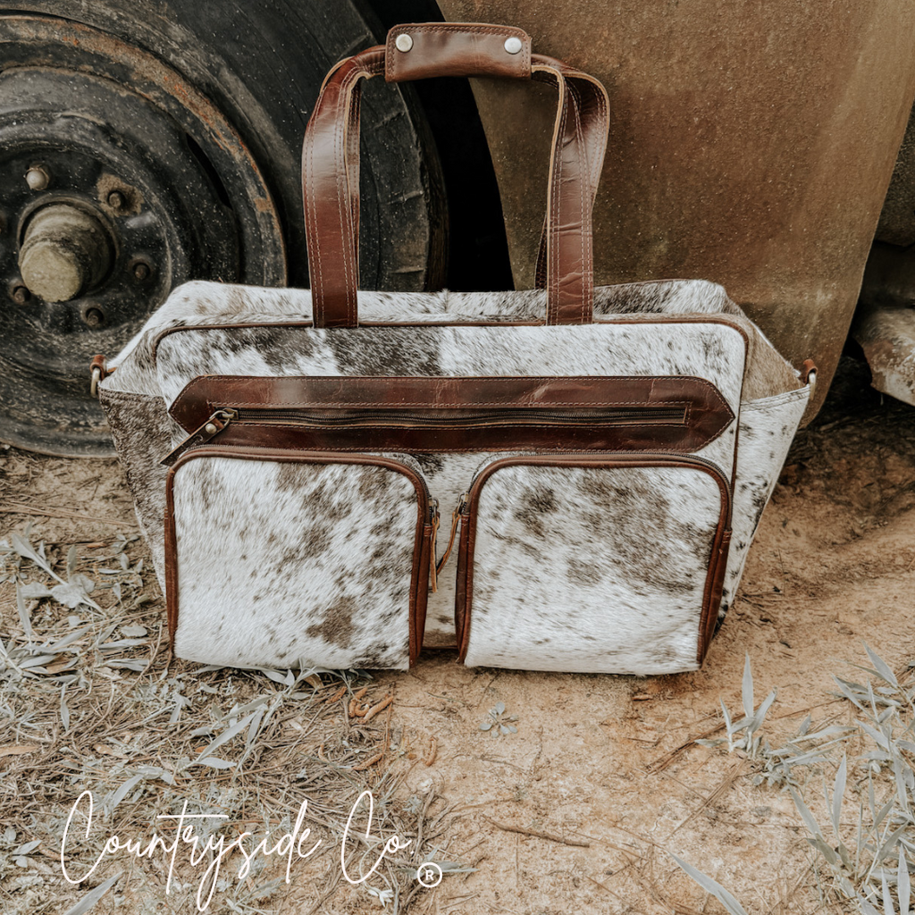 Saddlemen Carry All Cowhide Duffle Travel Bag