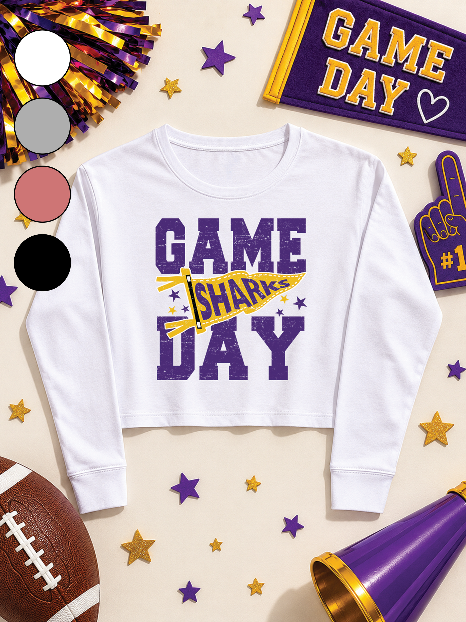 Custom Game Day Pennant Graphic Cropped Sweatshirt