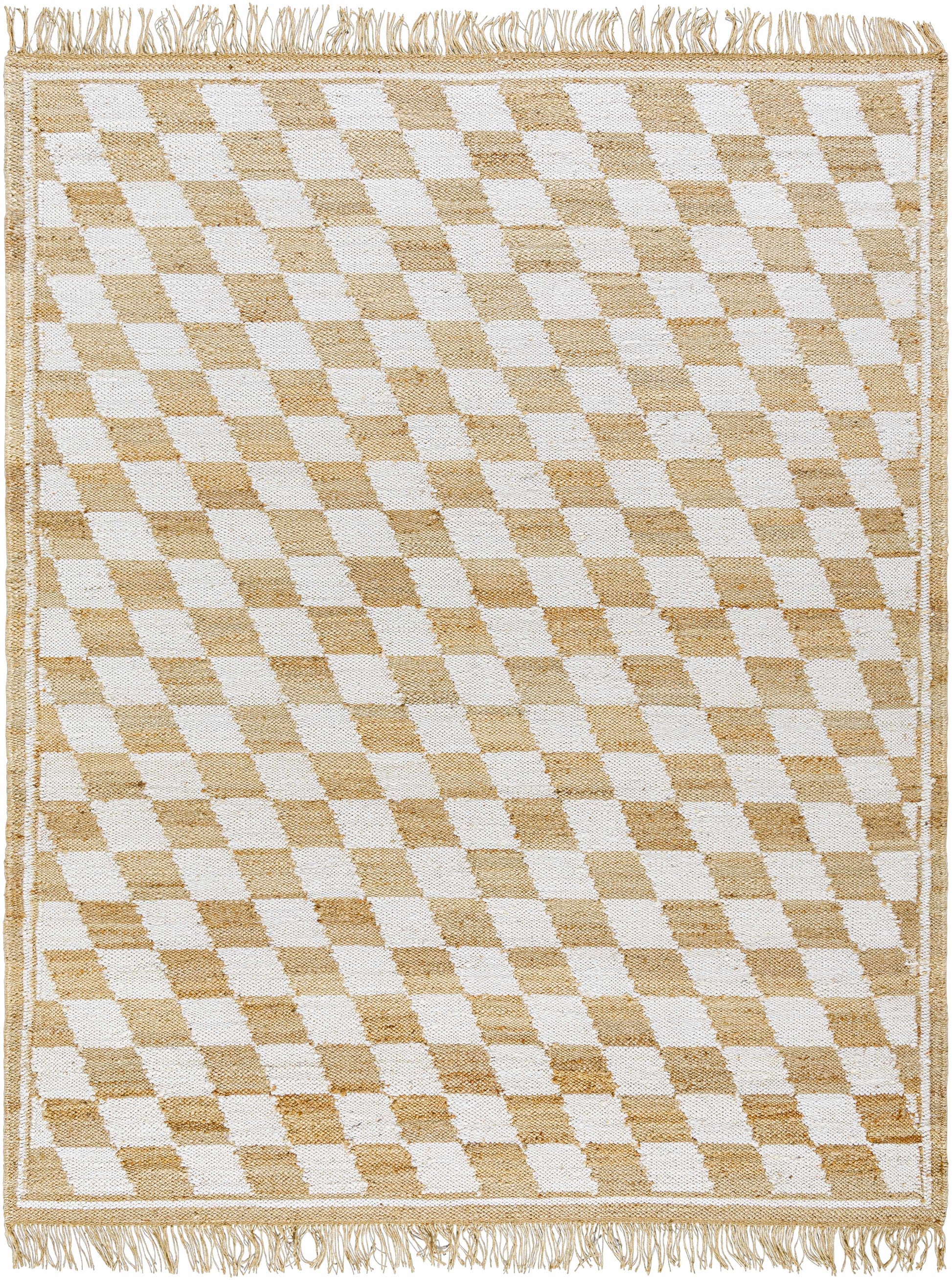 Tiria Diamond Checkered Jute Tasseled Rug