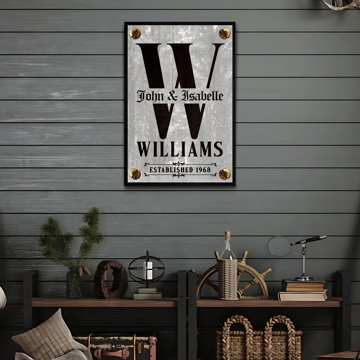 Family Name Portrait Monogram Sign III