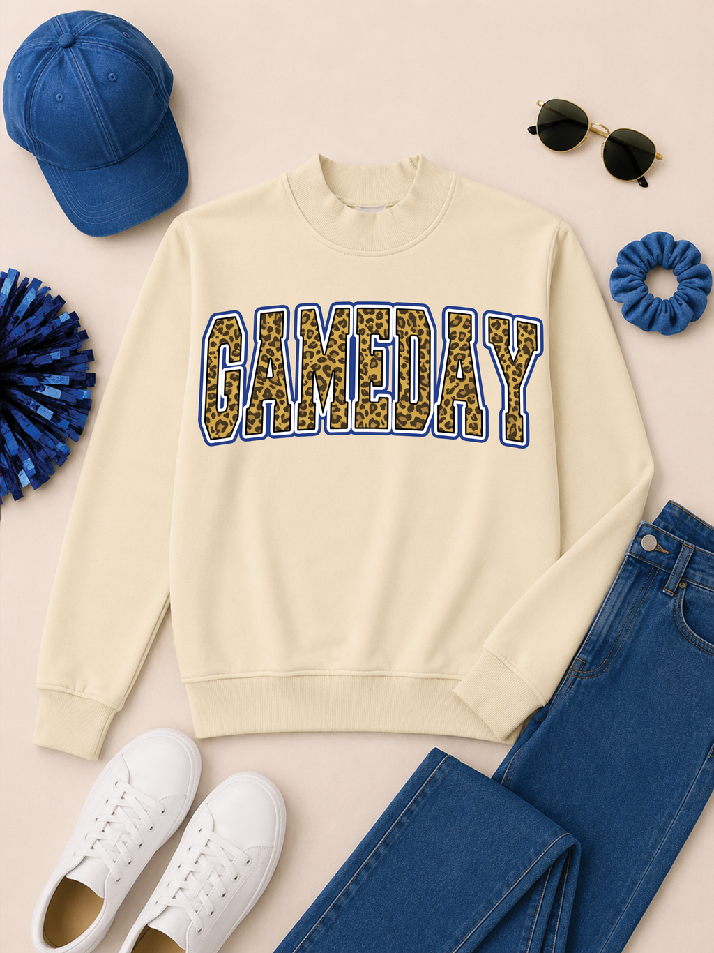 Game Day Block Graphic Mock Neck Sweatshirt