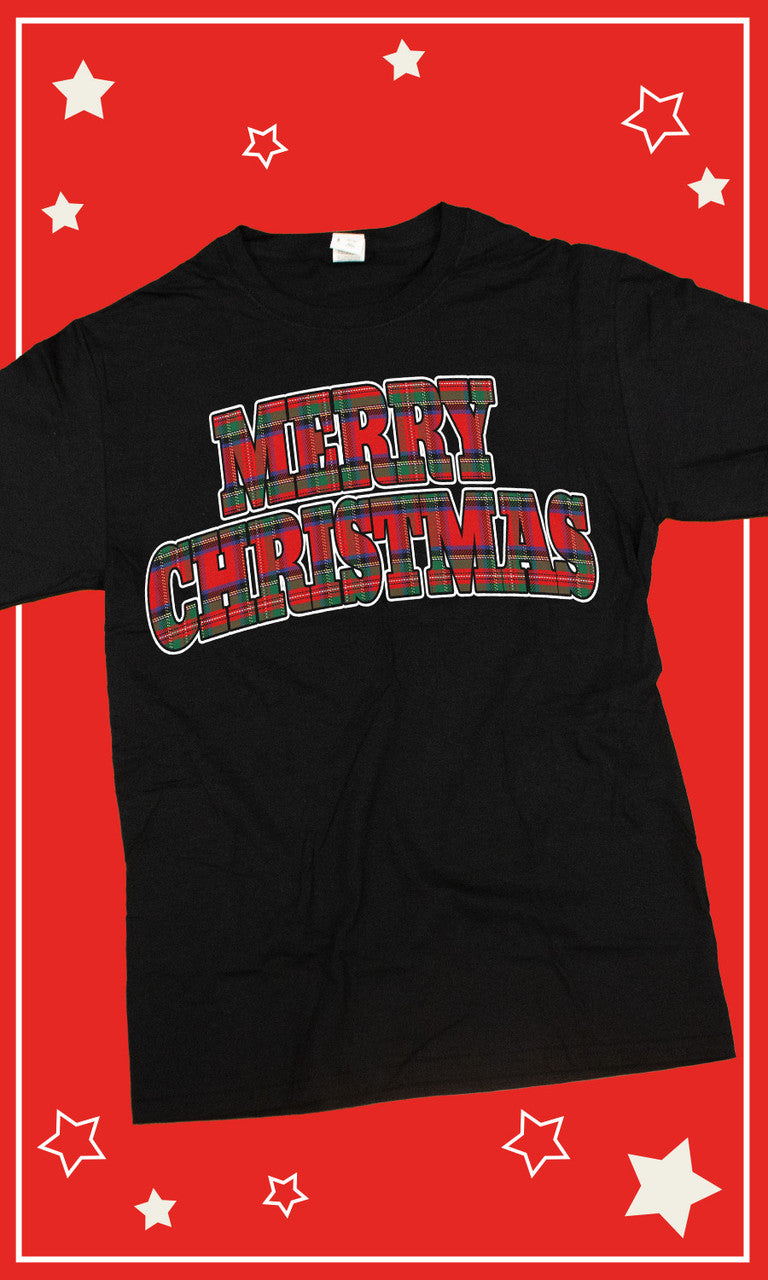 Tartan Merry Christmas Graphic T-Shirt