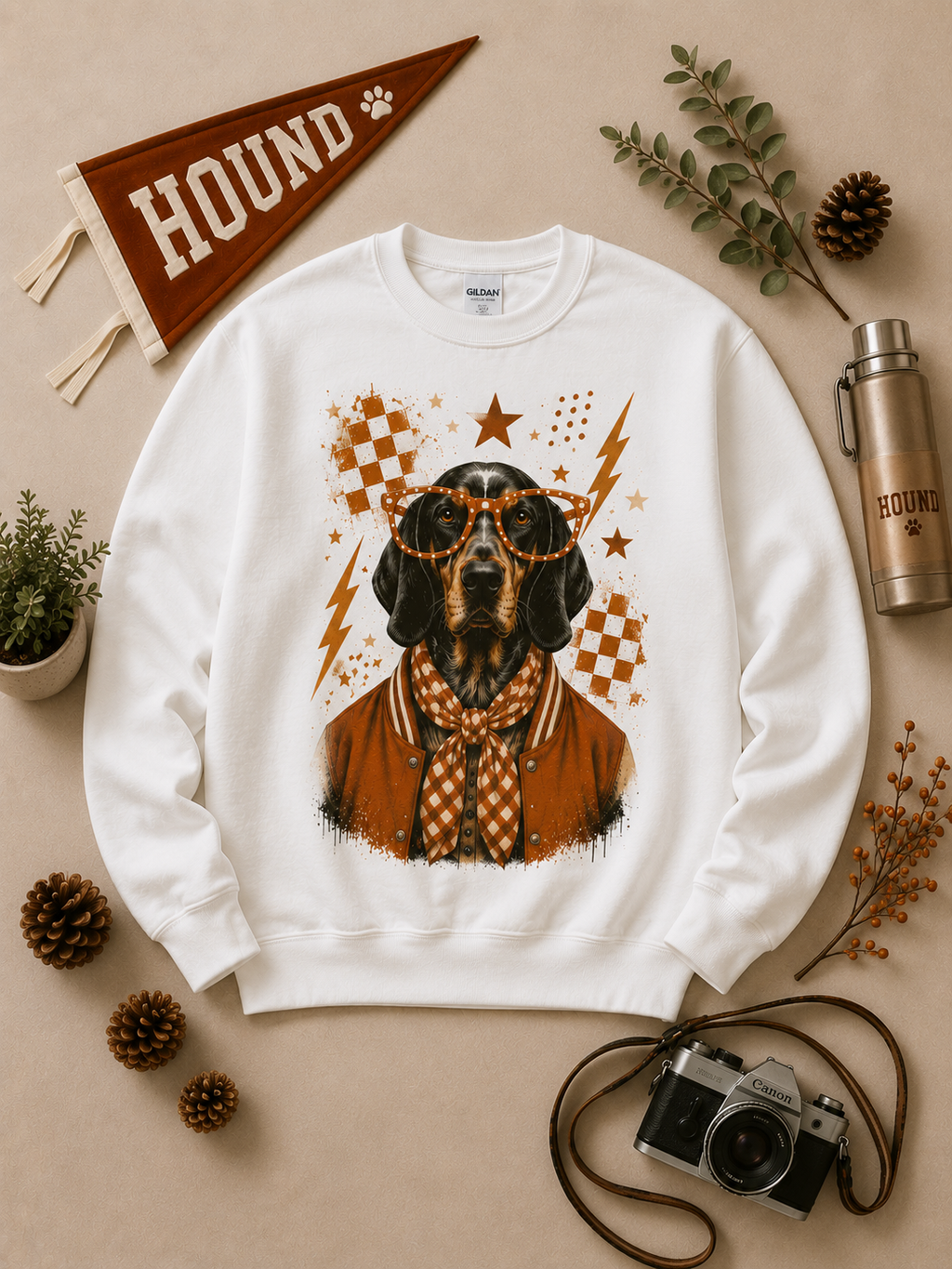 Varsity Specs Rhinestone Hound Spirit Graphic Sweatshirt