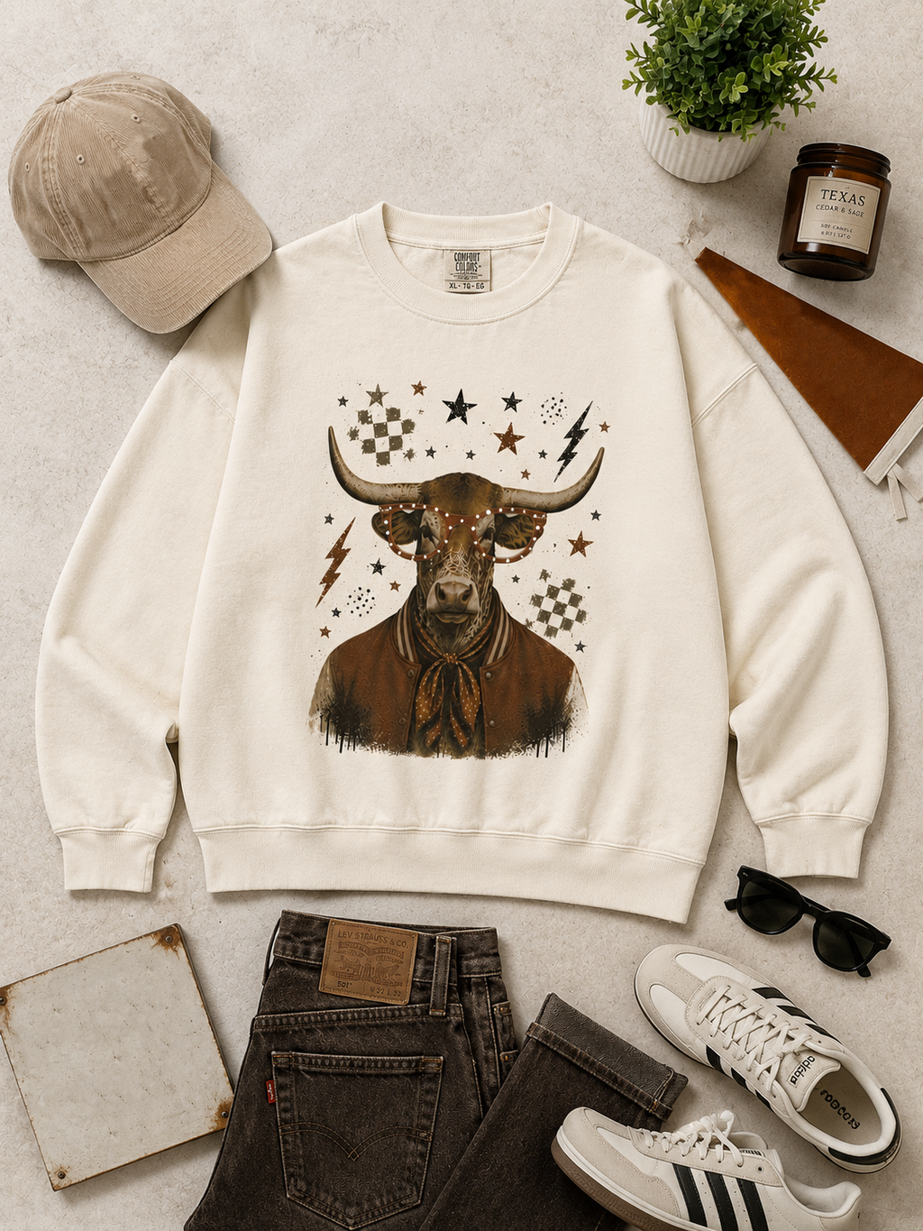 Varsity Specs Rhinestone Longhorn Spirit Graphic Sweatshirt
