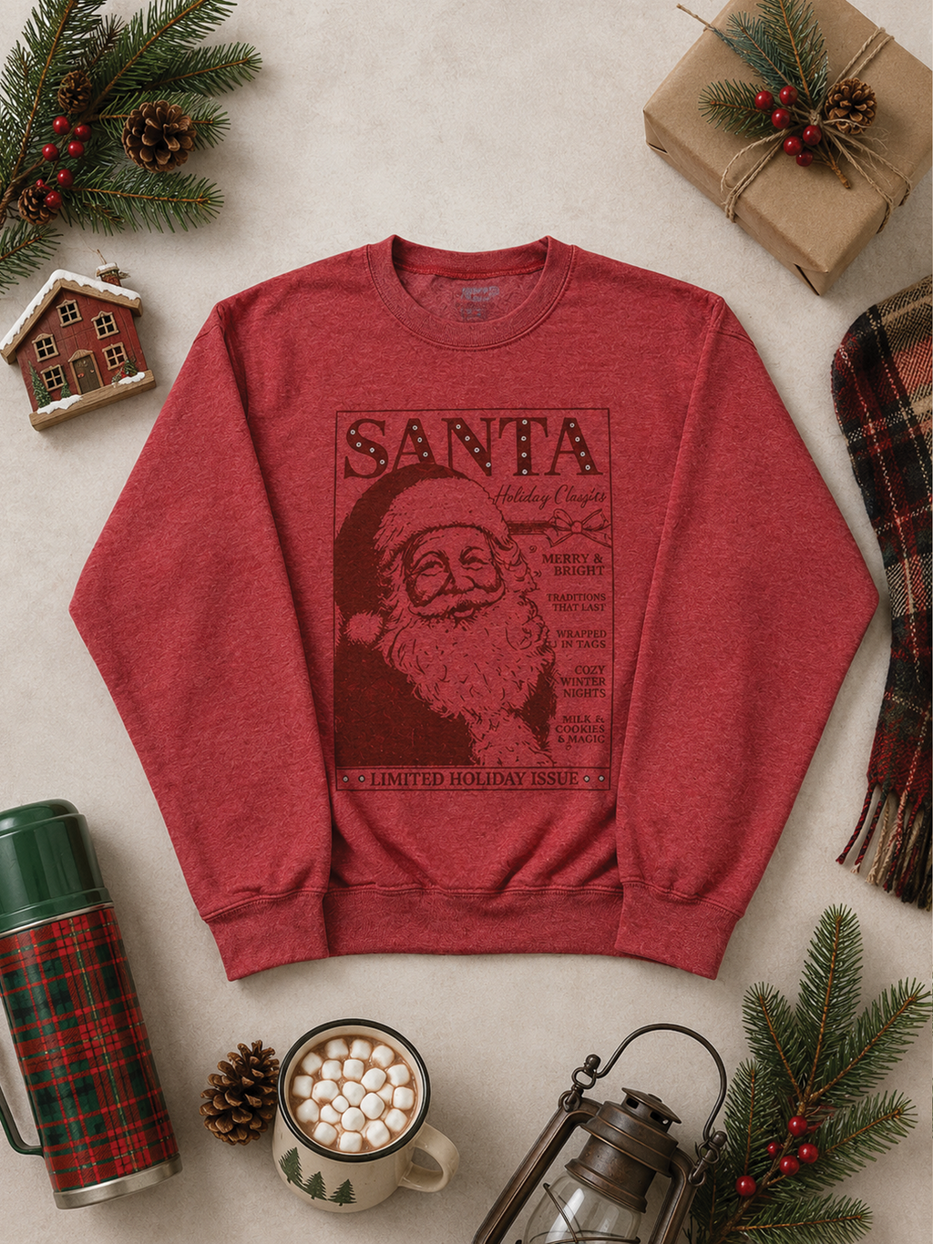 Vogue Santa Magazine Rhinestone Graphic Sweatshirt