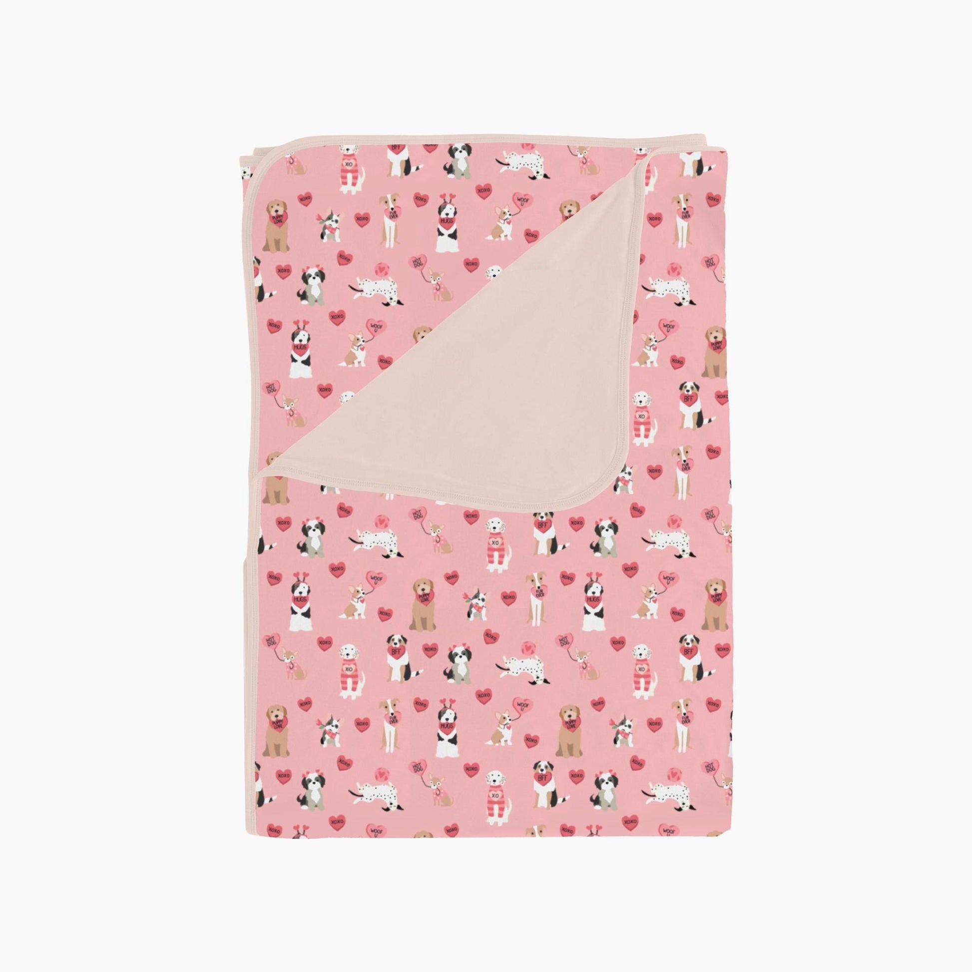 Pups & Kisses (Dream Luxe Blanket) - Pink