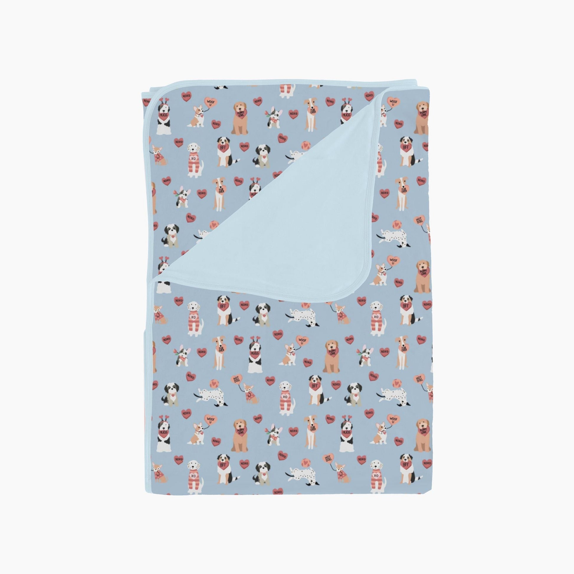 Pups & Kisses (Dream Luxe Blanket) - Blue