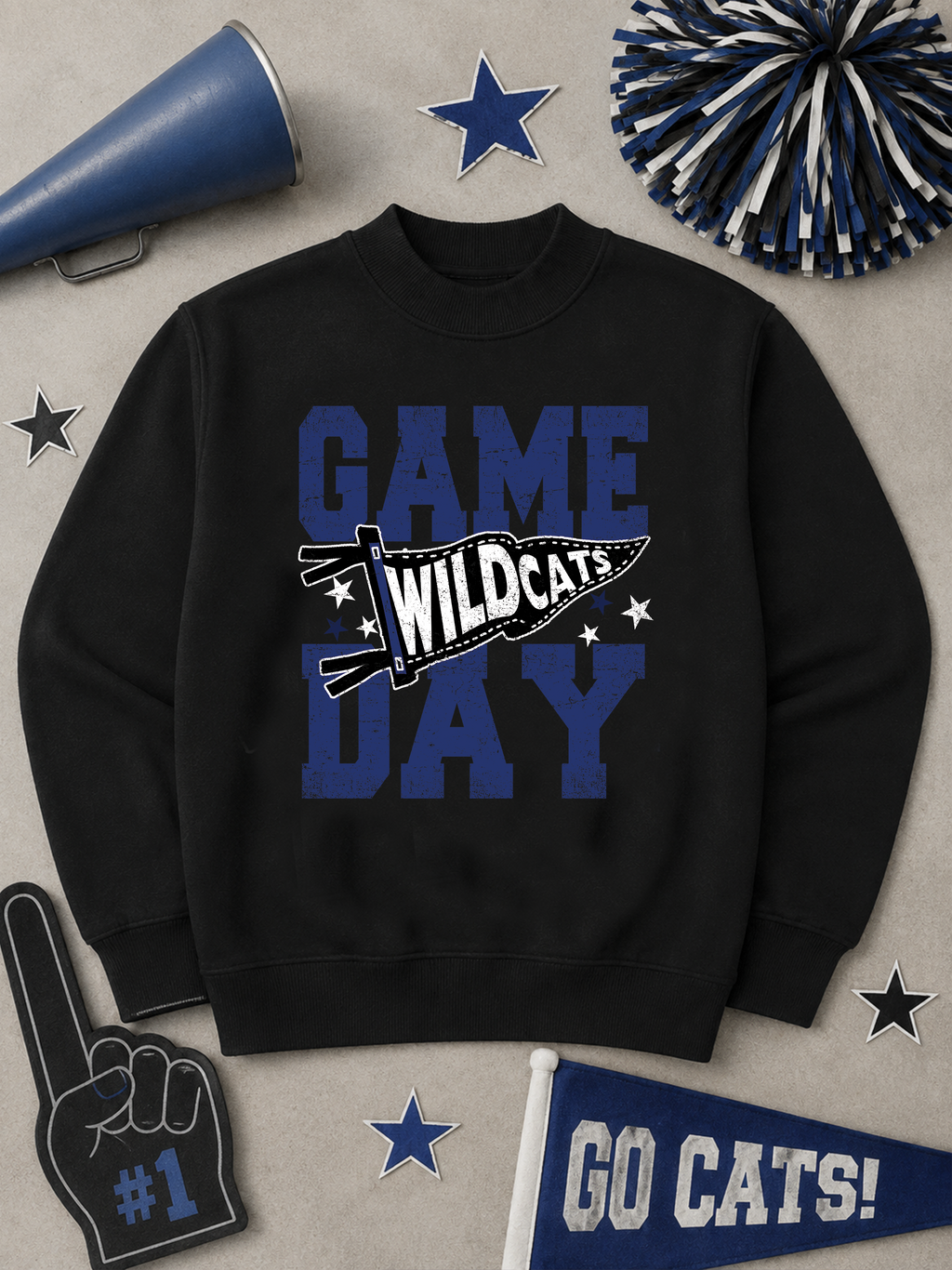 Custom Game Day Pennant Graphic Mock Neck Sweatshirt