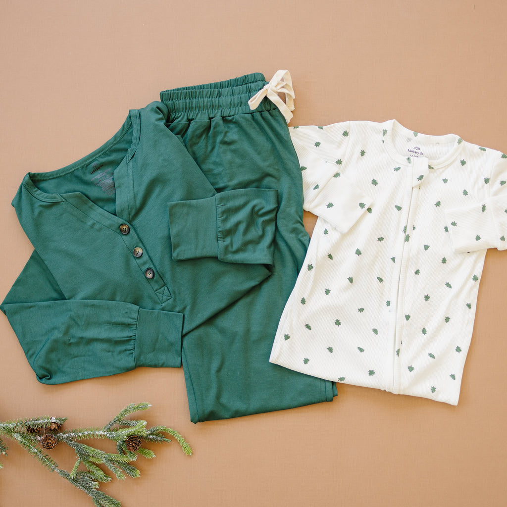 Tiny Trees Ribbed Bamboo Zippy Pajamas