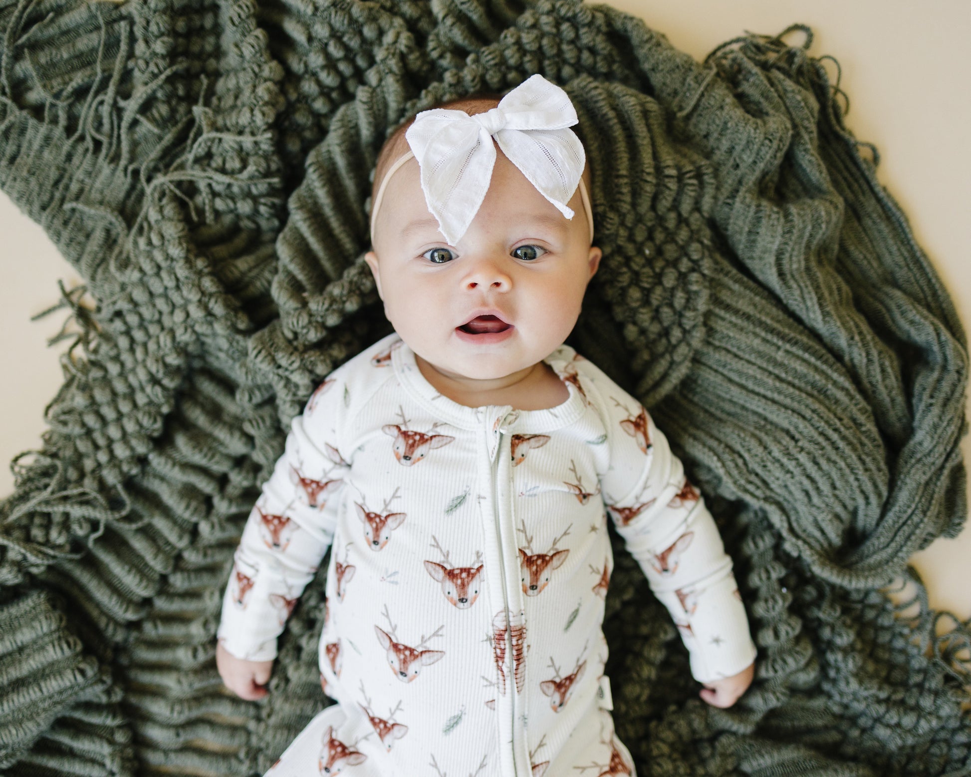 Reindeer Games Ribbed Bamboo Zippy Pajamas *NB to 3/6m left