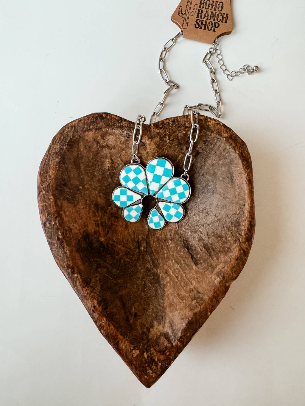 Western Checkered Squash Blossom Necklace 