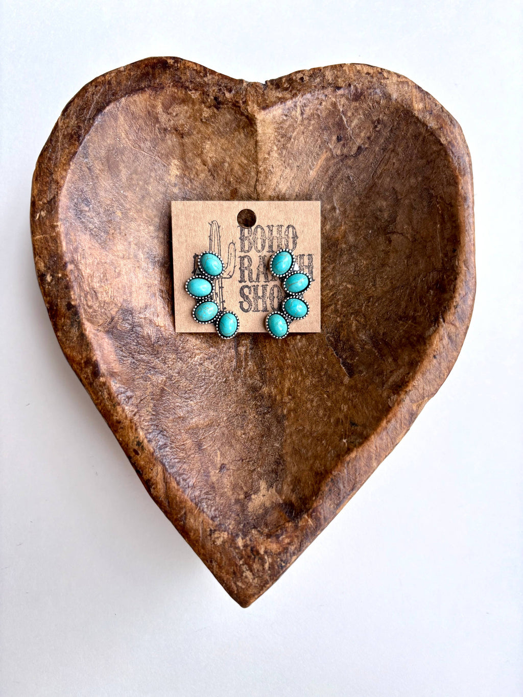 Western Cluster Squash Blossom Stone Stud Earrings