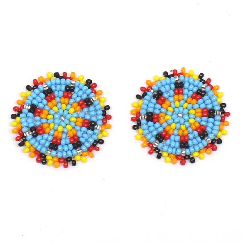 Cyan Blue rosette Studs