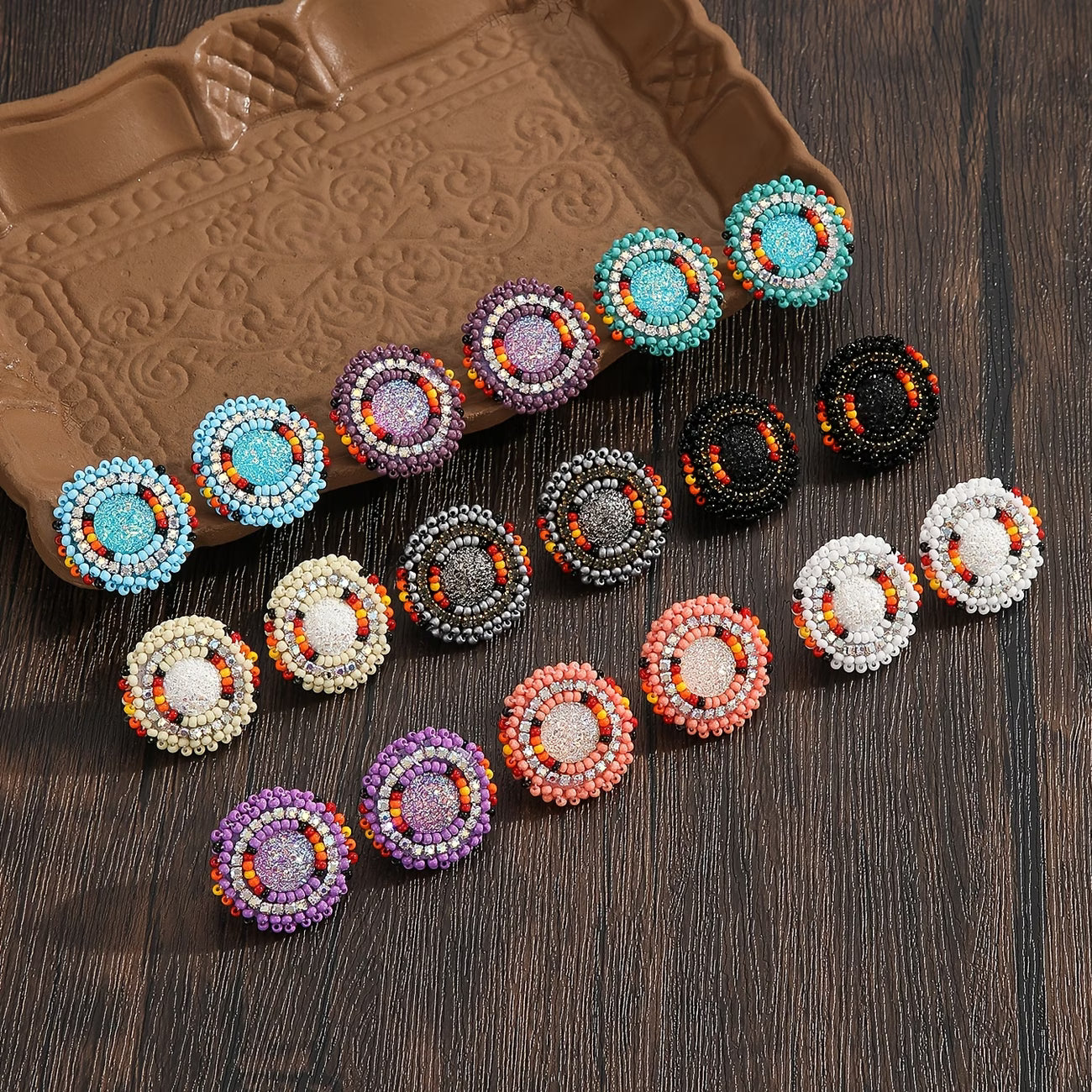 Flashy Beaded Studs
