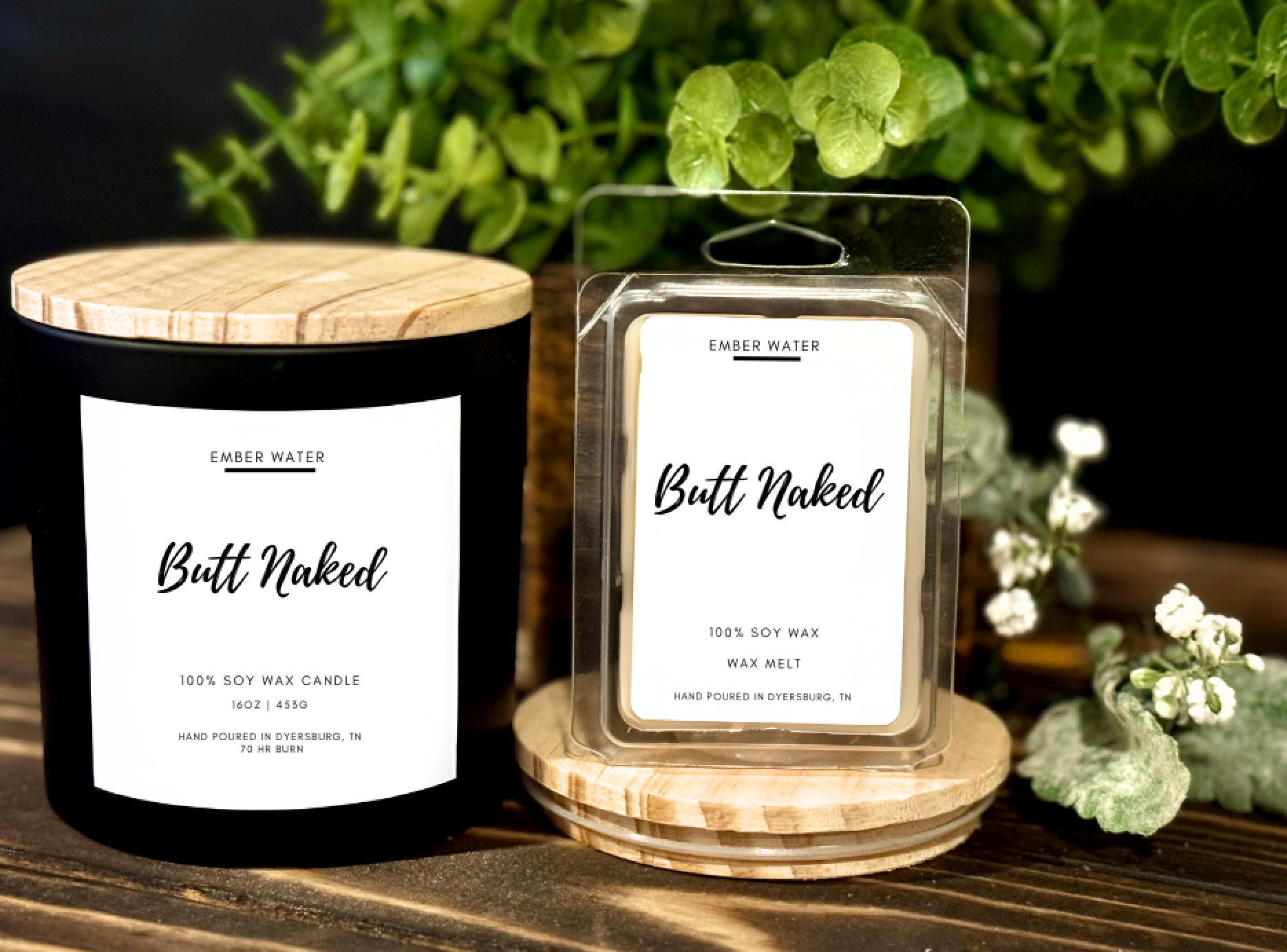 Butt Naked 100% Soy Candle 16 oz, Cherry Strawberry Floral Scent