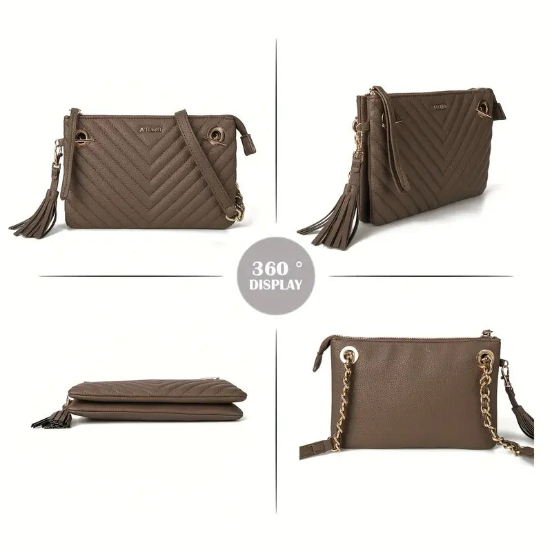 Coffee Chevron Handbag