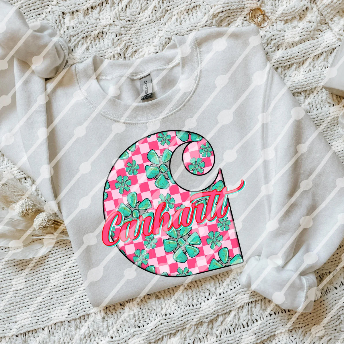 Pink checker and turquoise CH tee or sweatshirt (Copy)