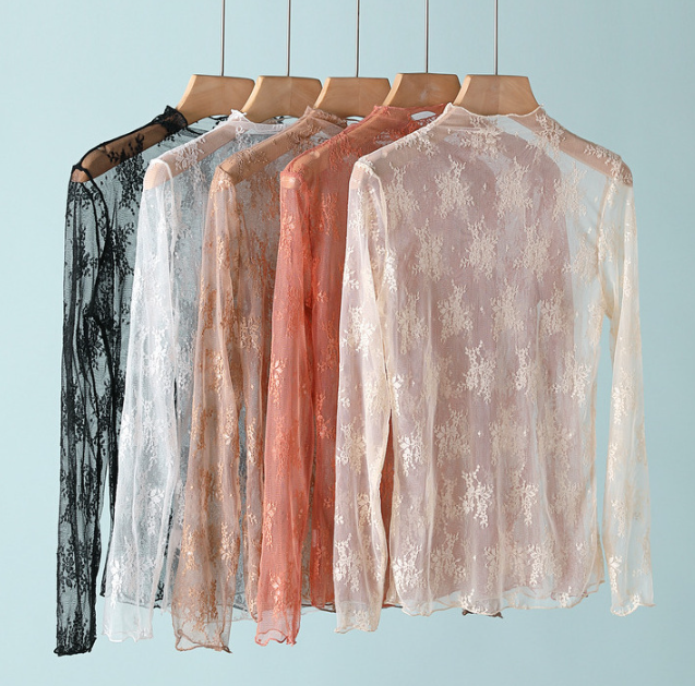 Floral Lace Sheer Mesh Layering see through Top