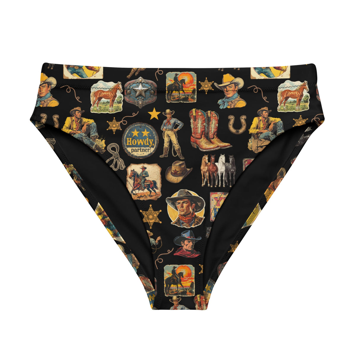 Baha Ranch Yeehaw Vintage Cowboy Collage Bikini Bottom