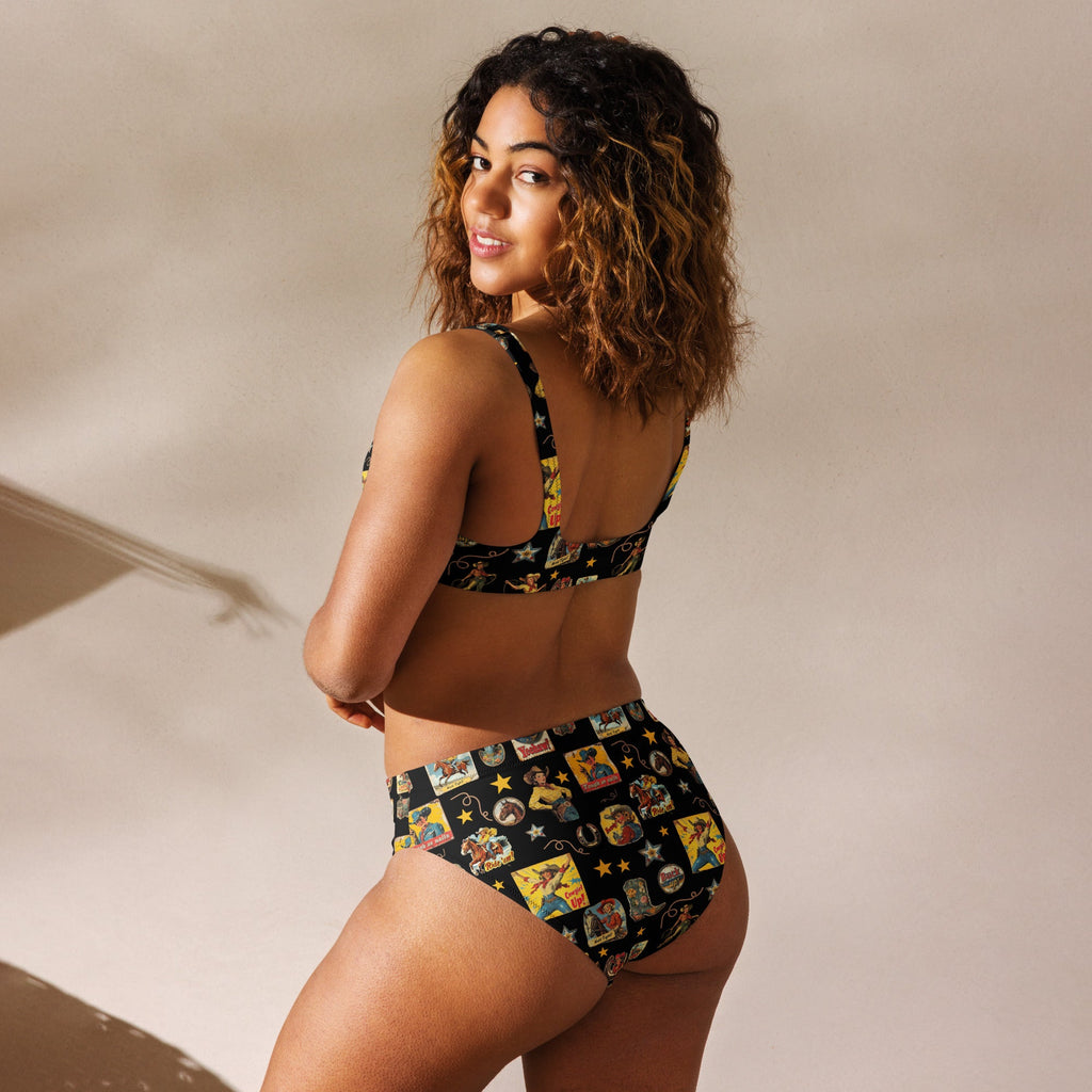 Baha Ranch Yeehaw Vintage Cowgirl Collage Bikini