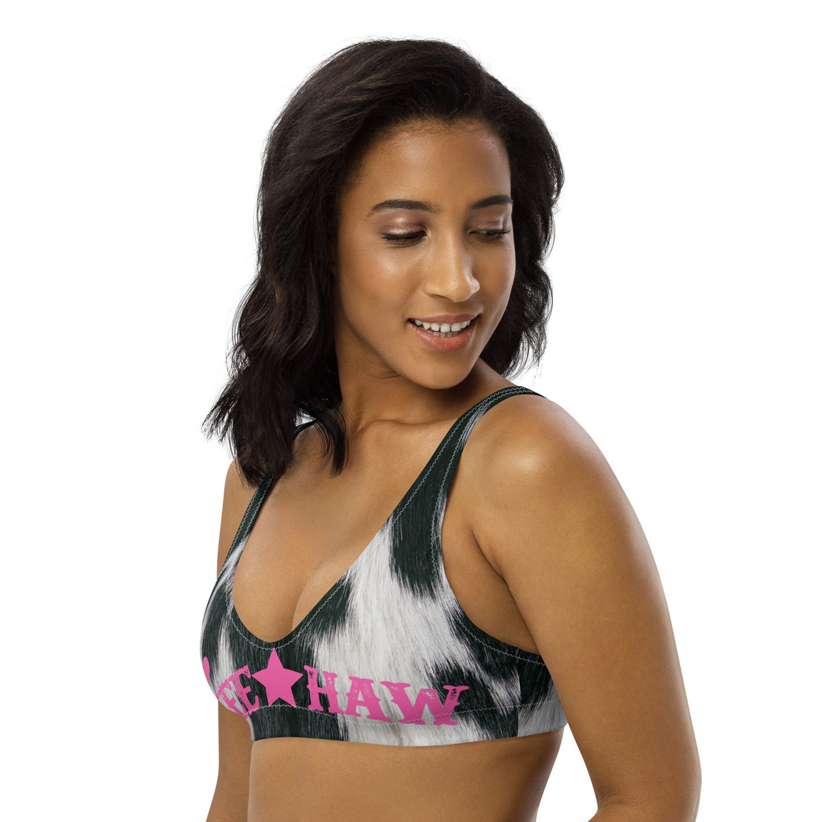 Baha Ranch Yeehaw Cow Print Bikini Top