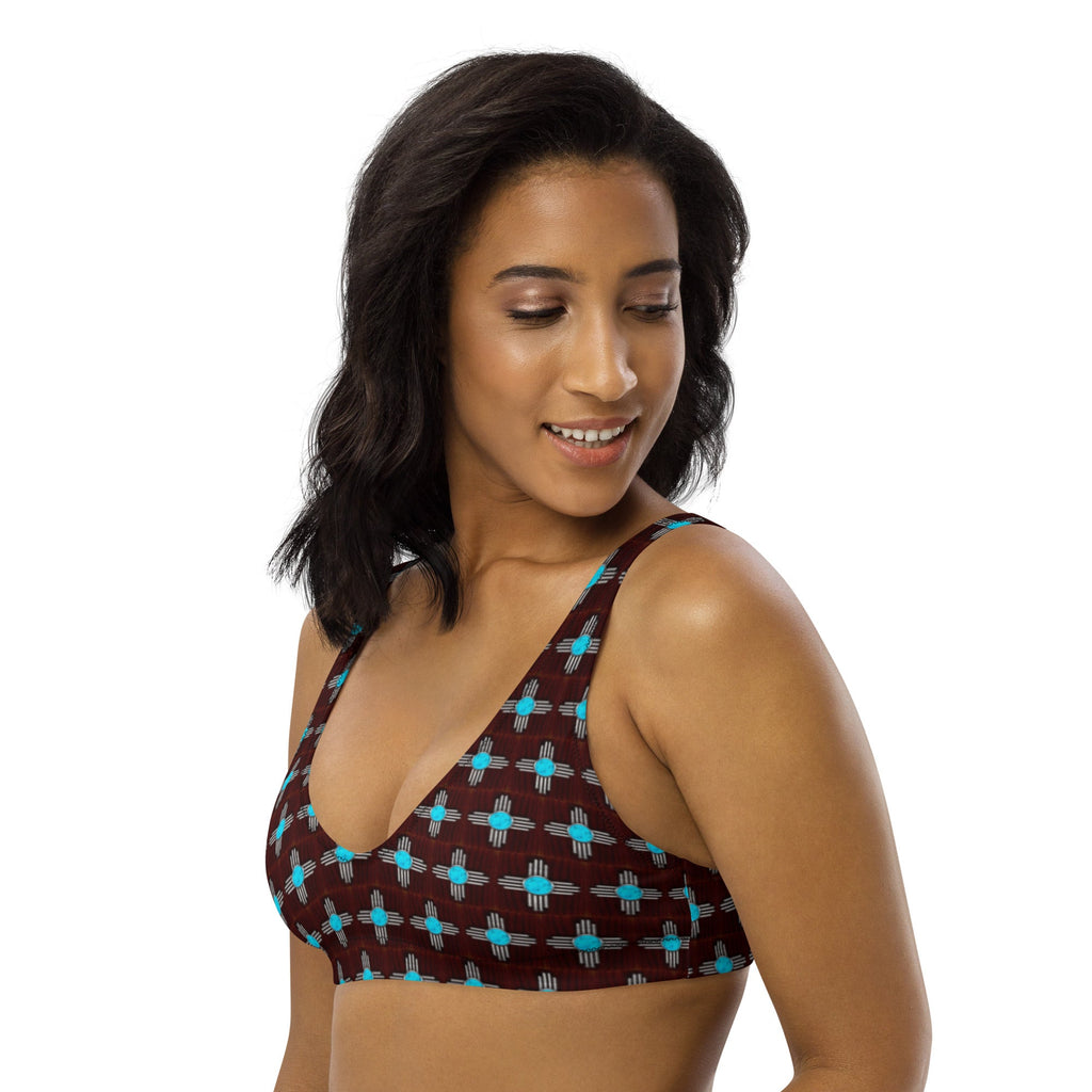 Baha Ranch Yeehaw Turquoise Zia Bikini Top