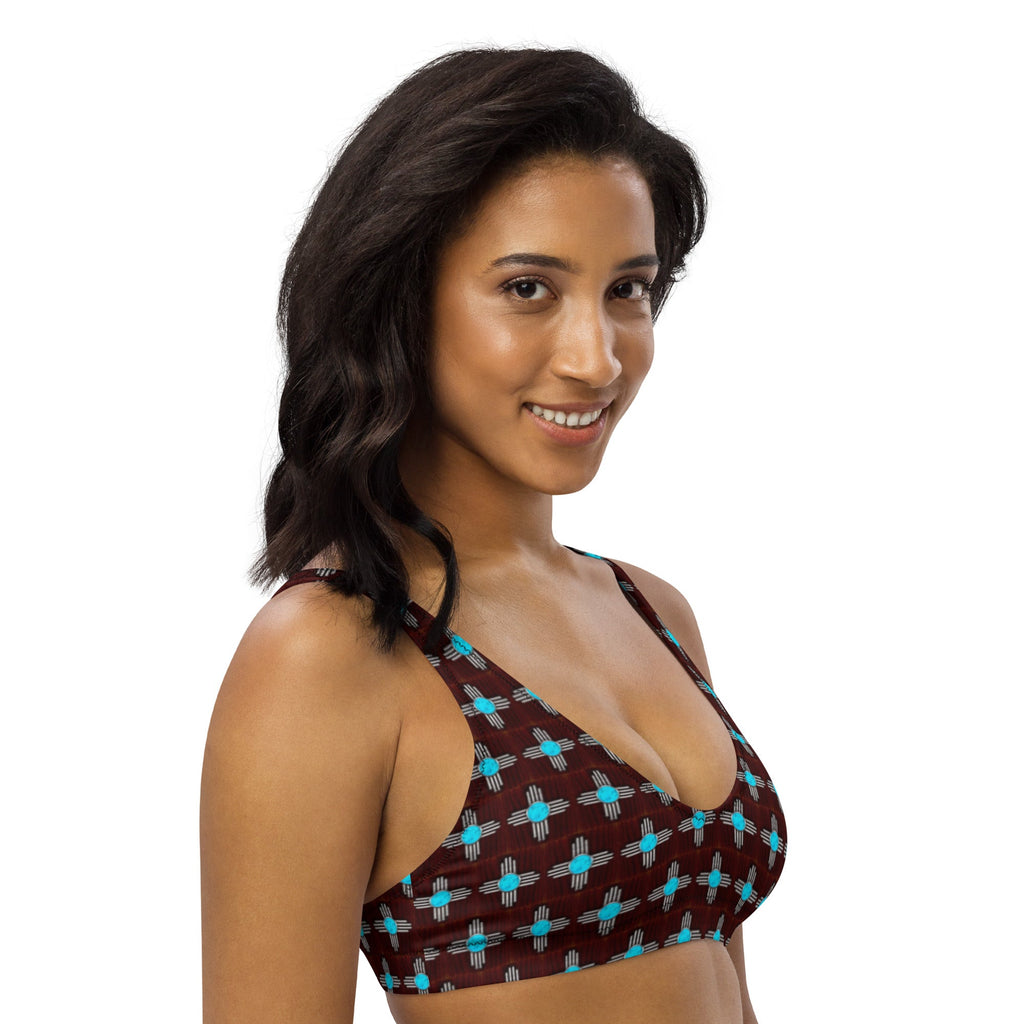 Baha Ranch Yeehaw Turquoise Zia Bikini Top