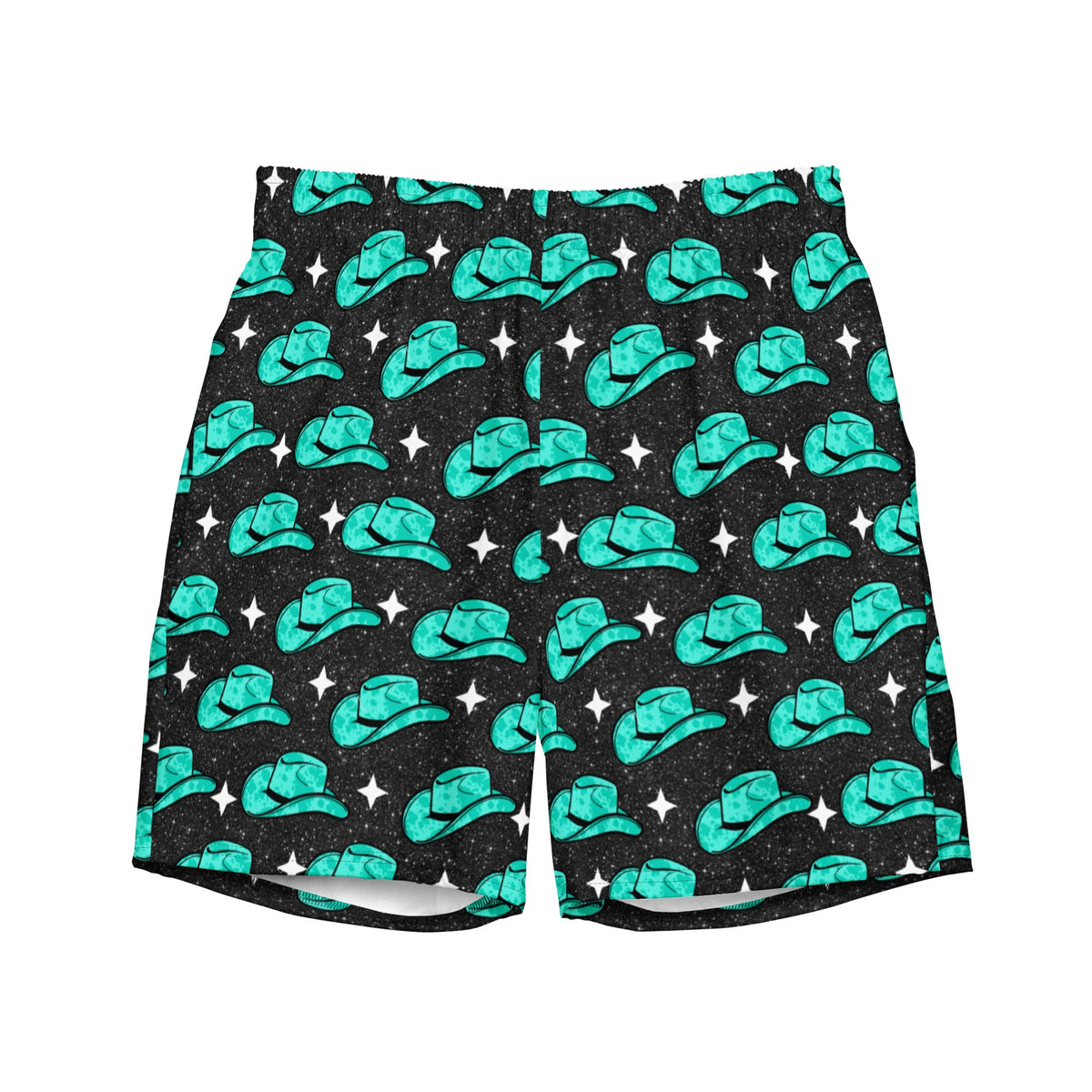 Baha Ranch Yeehaw Turquoise Hat Men's Swim Trunks