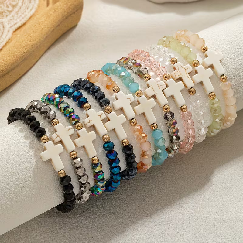 Resin Crystal Cross Bracelet