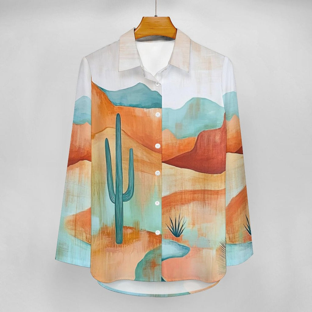 Baha Ranch Peace Within Desert Cactus Button Up Blouse