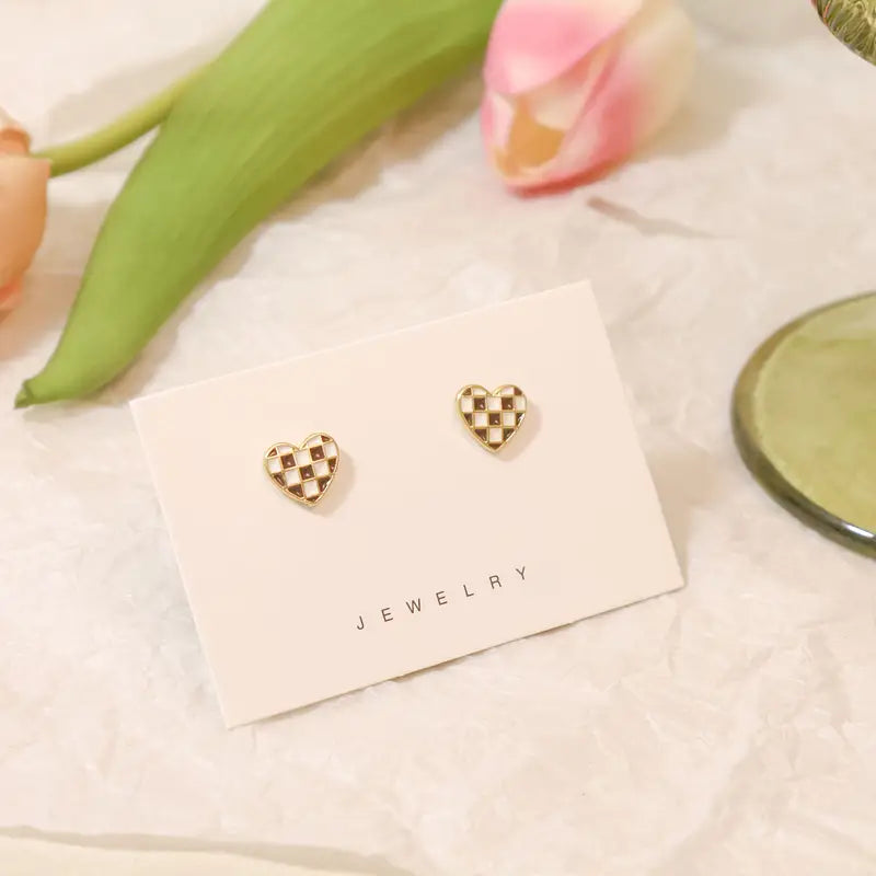Check Heart Studs