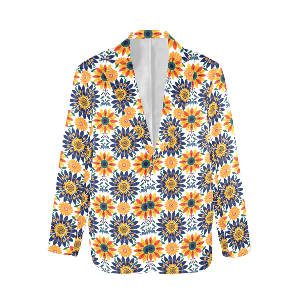 Baha Ranch Colores de Mexico Blue Yellow Mexican Floral Blazer