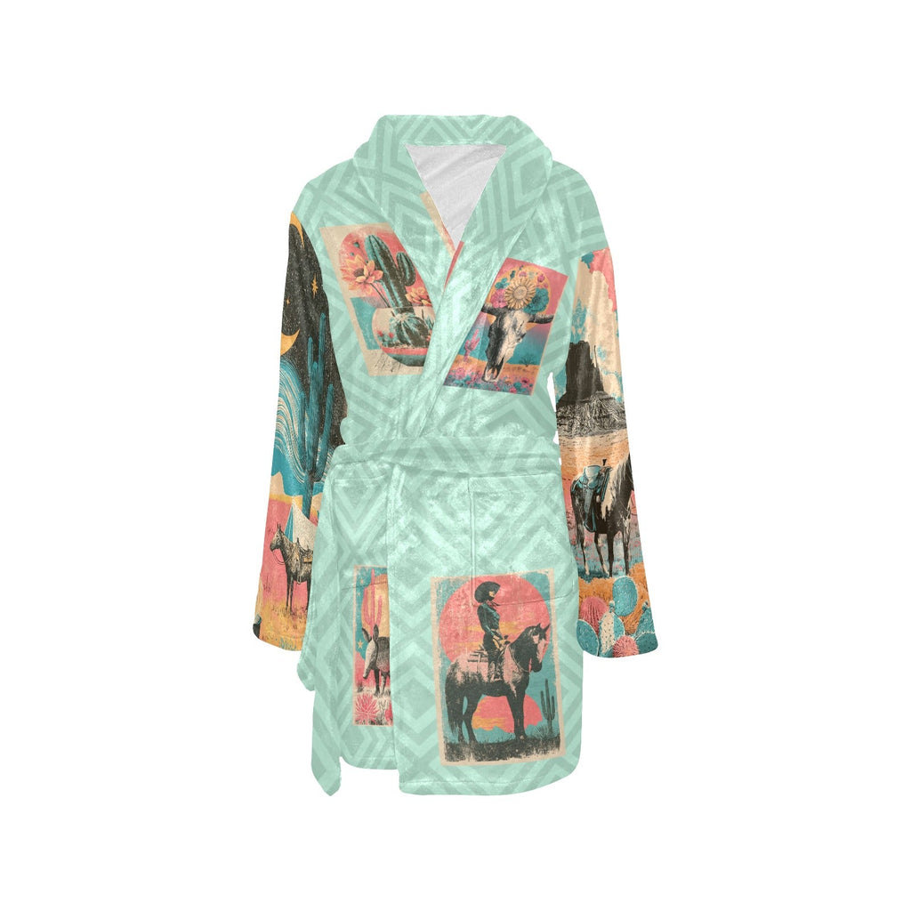 Baha Ranch Honky Tonk Kitsch Cowgal Miky Fleece Plush Robe