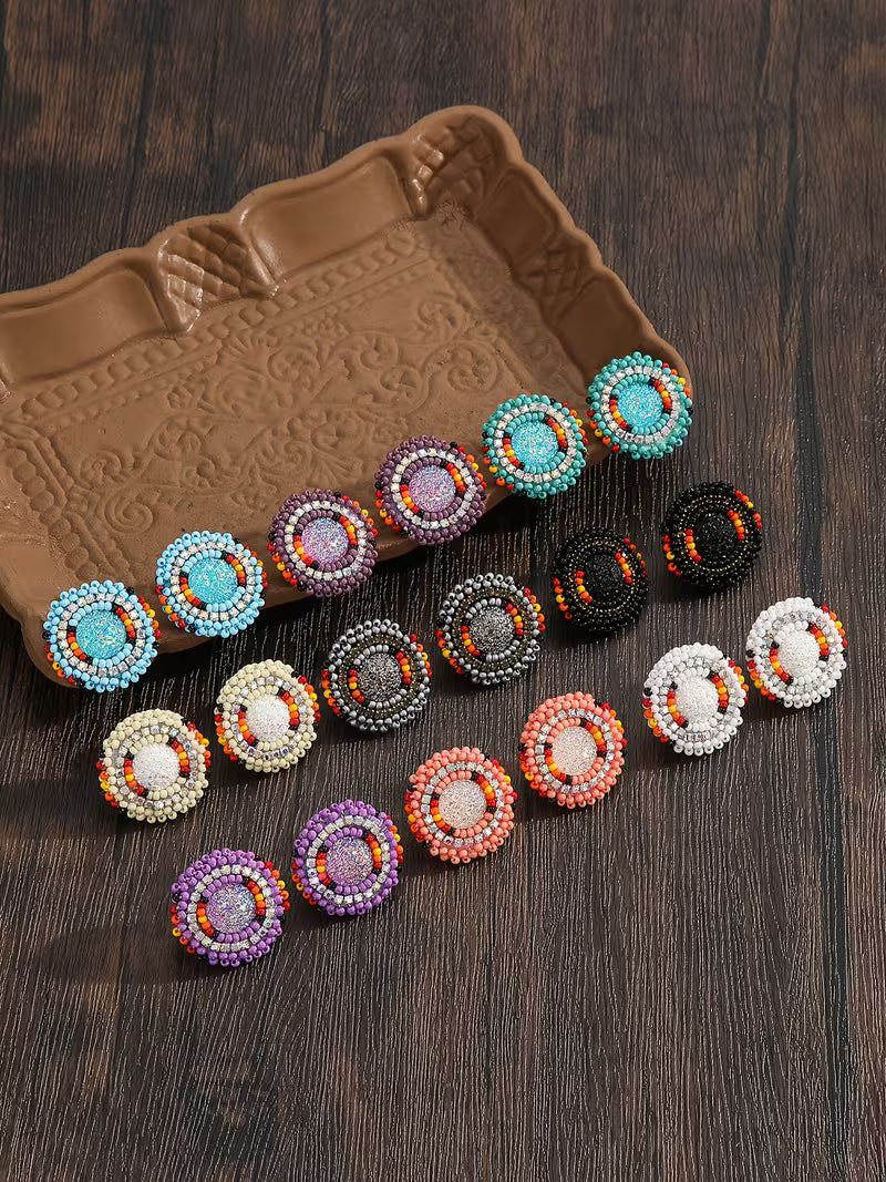Flashy Beaded Studs